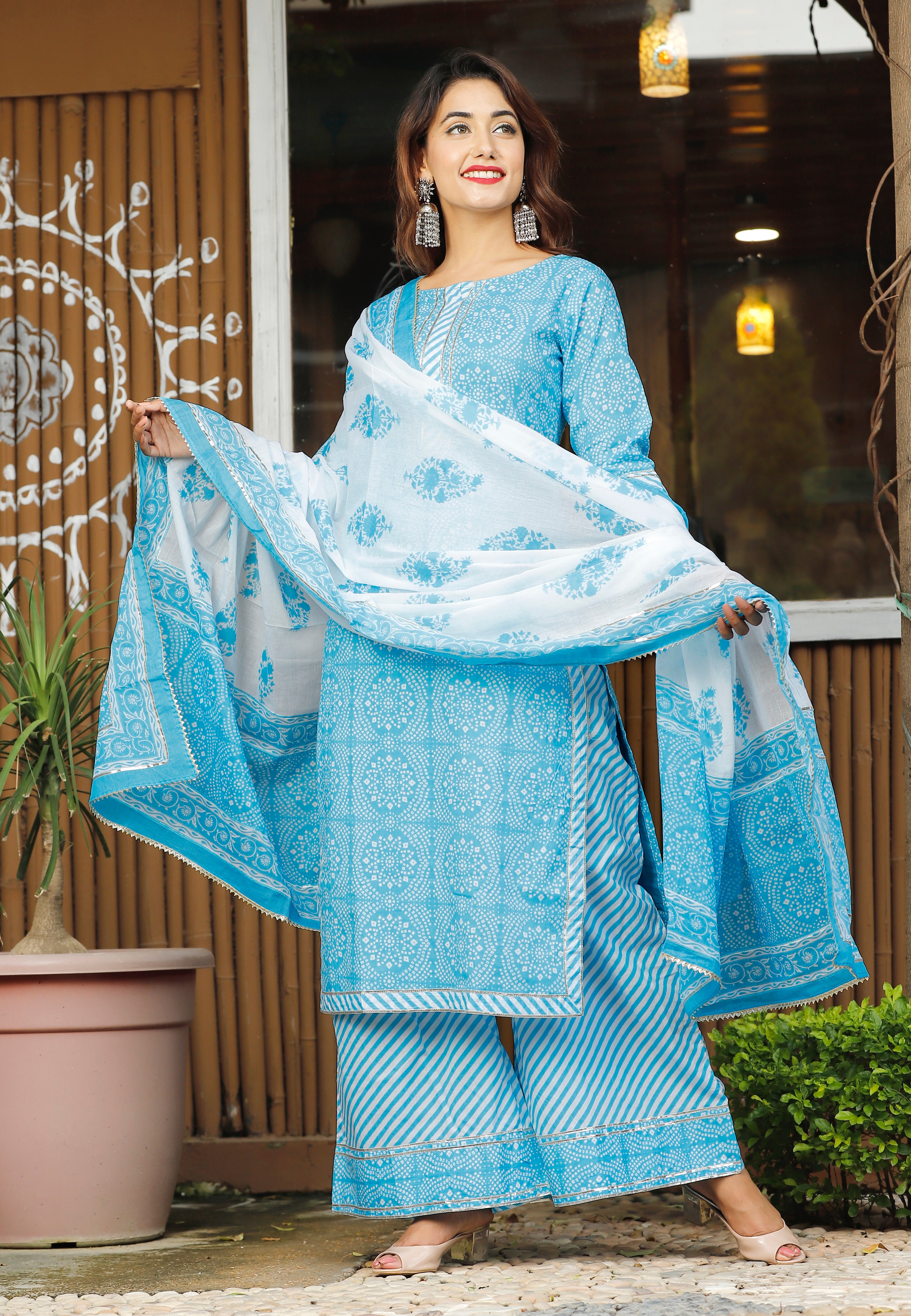 Designer Sky Blue Rayon Printed Kurti With Plazo Set | New kurti designs,  Kurti, Printed kurti