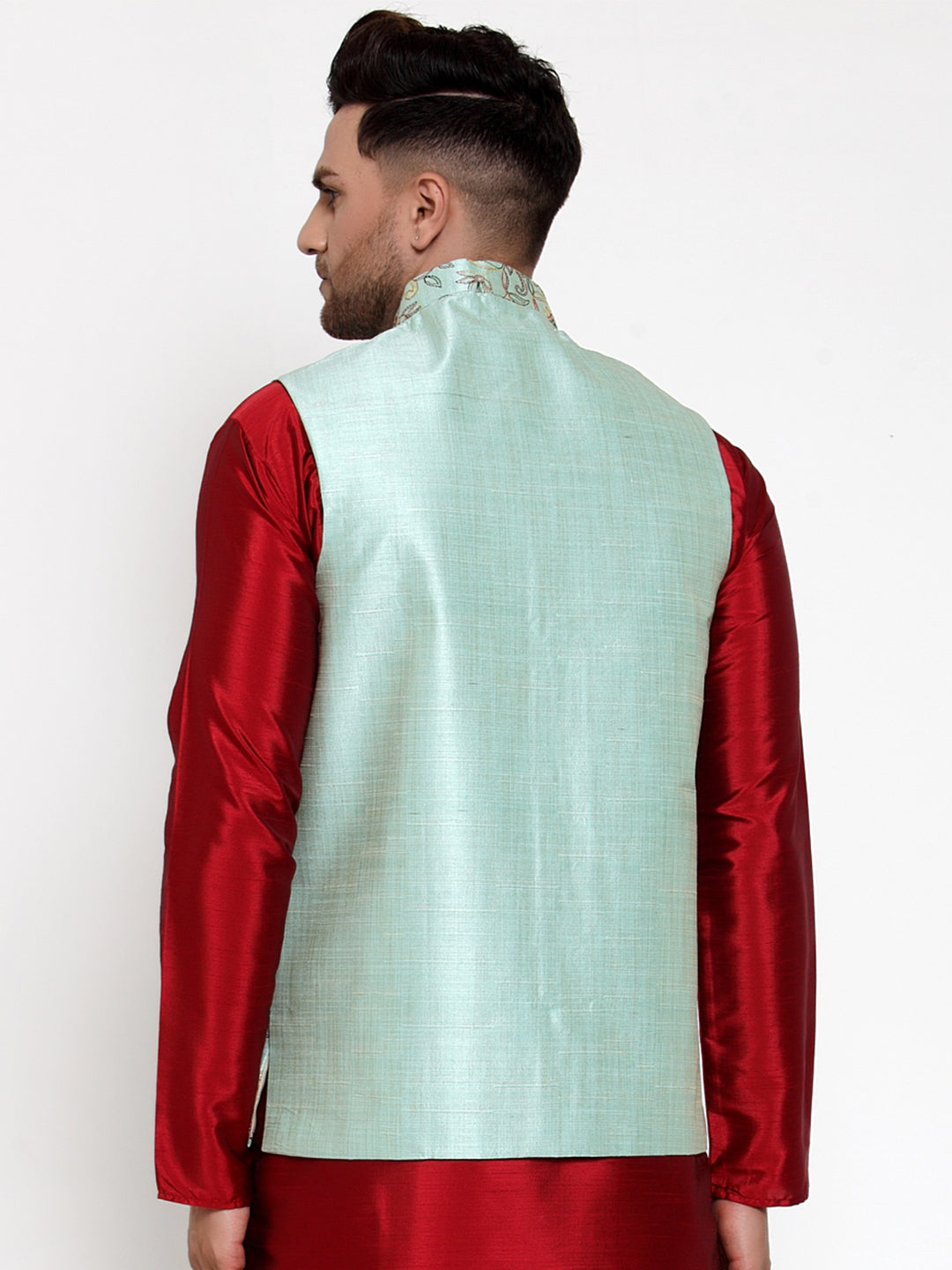 Men's Blue Embroidered Nehru Jacket ( JOWC 4013Sky ) - Virat Fashions