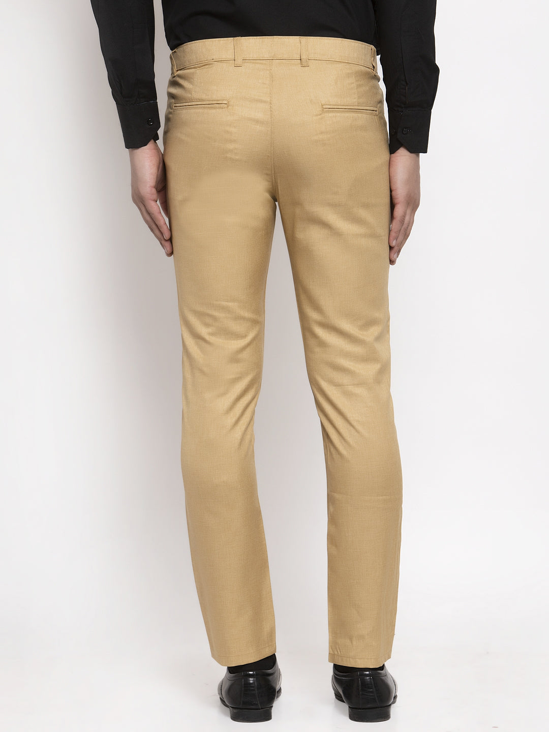 Men's Beige Cotton Solid Formal Trousers ( FGP 258Beige ) - Jainish