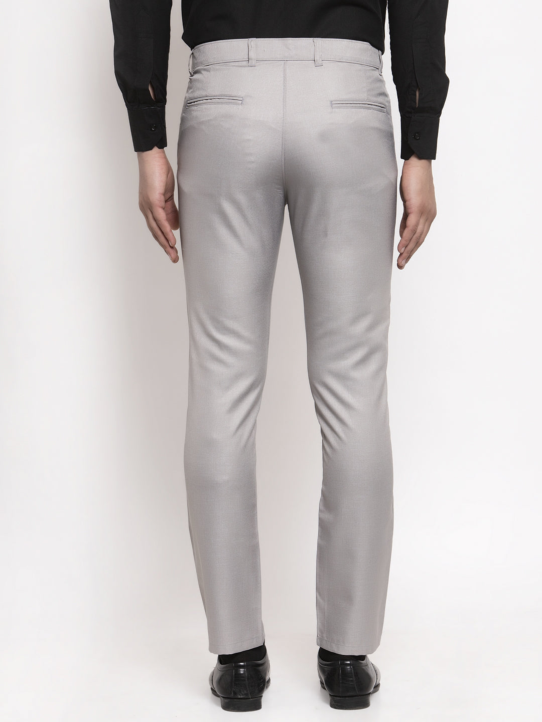 Men's Grey Cotton Solid Formal Trousers ( FGP 258Light-Grey ) - Jainish