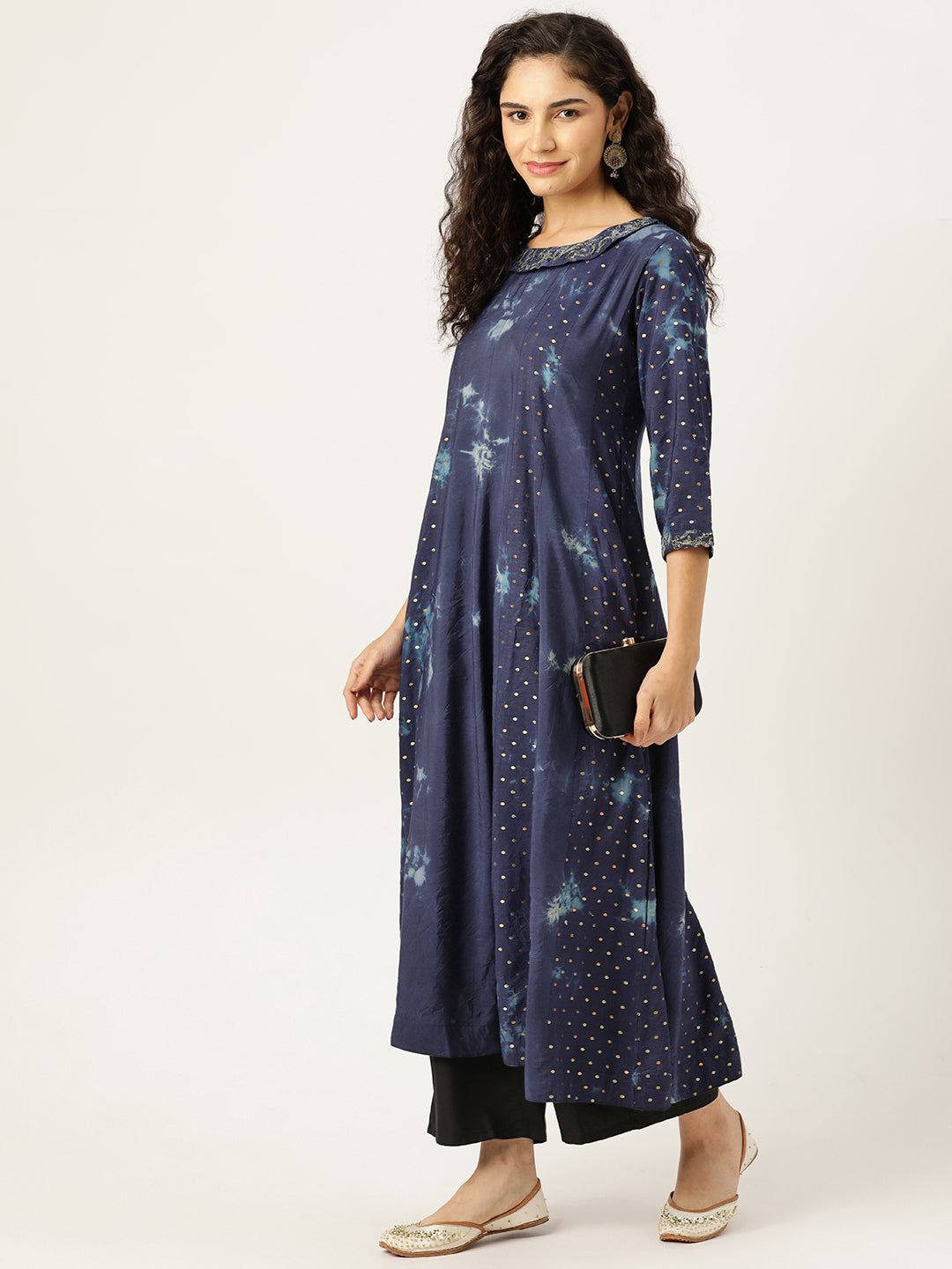 Women's Flared A-Line Dress (Blue) - VAABA