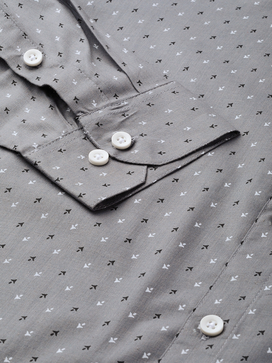 Men's Grey Cotton Printed Formal Shirts ( SF 716Grey ) - Jainish
