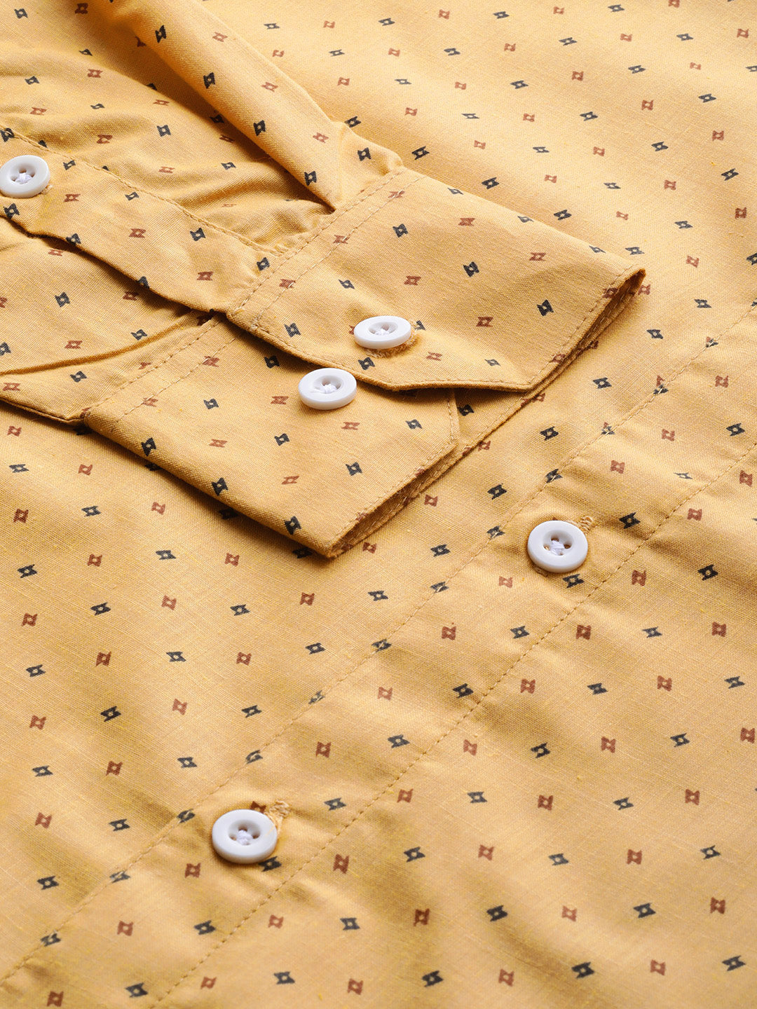 Men's Yellow Cotton Printed Formal Shirts ( SF 716Mustard ) - Jainish