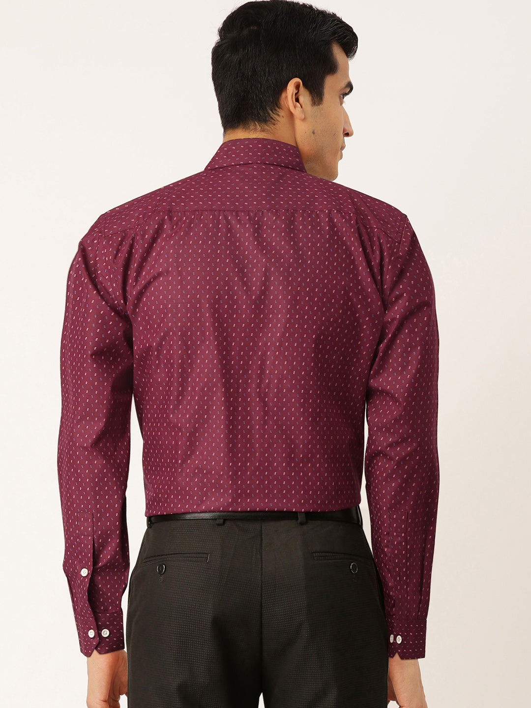 Men's Purple Cotton Printed Formal Shirts ( SF 716Wine ) - Jainish