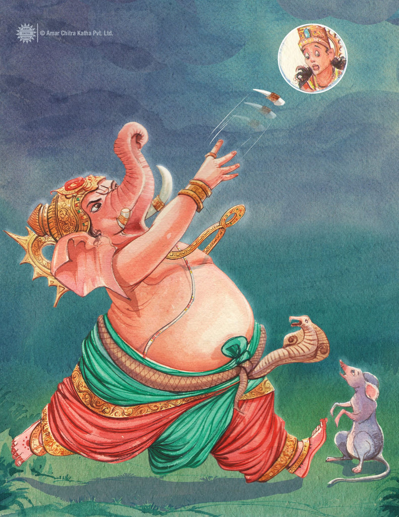 Ganesha and the moon – Canvas Print