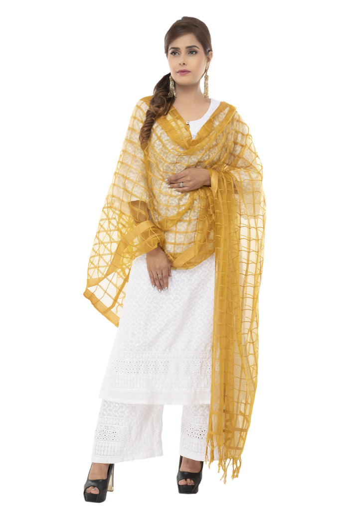 Women's Cotton Square Golden Dupatta Mfd0036