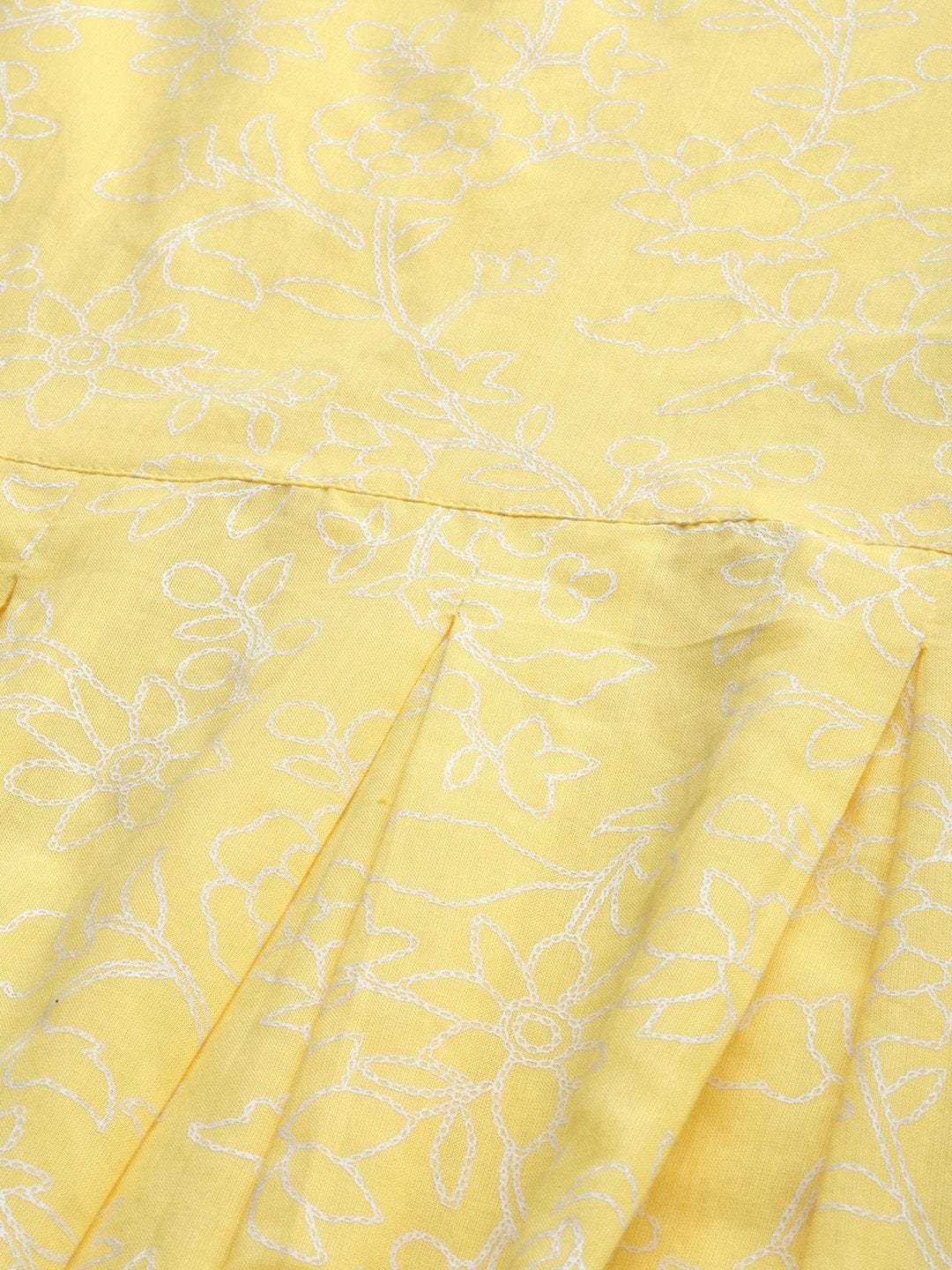 Women's Yellow & White Printed Tunic - Varanga