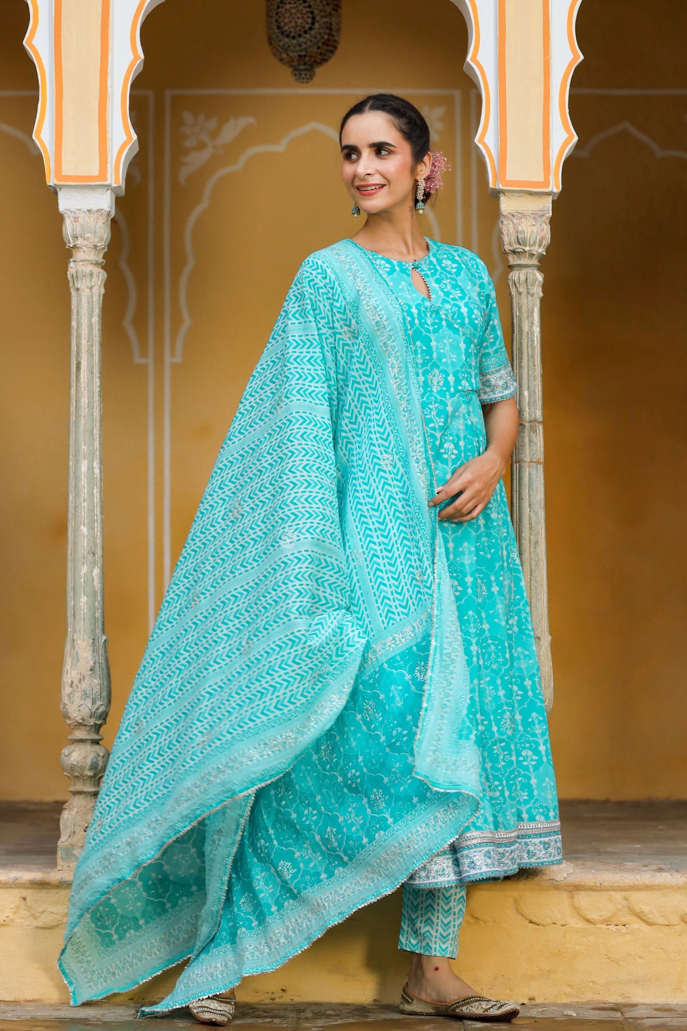 Women's Sehar Angrakha Kalidar Suit Set-Gillori