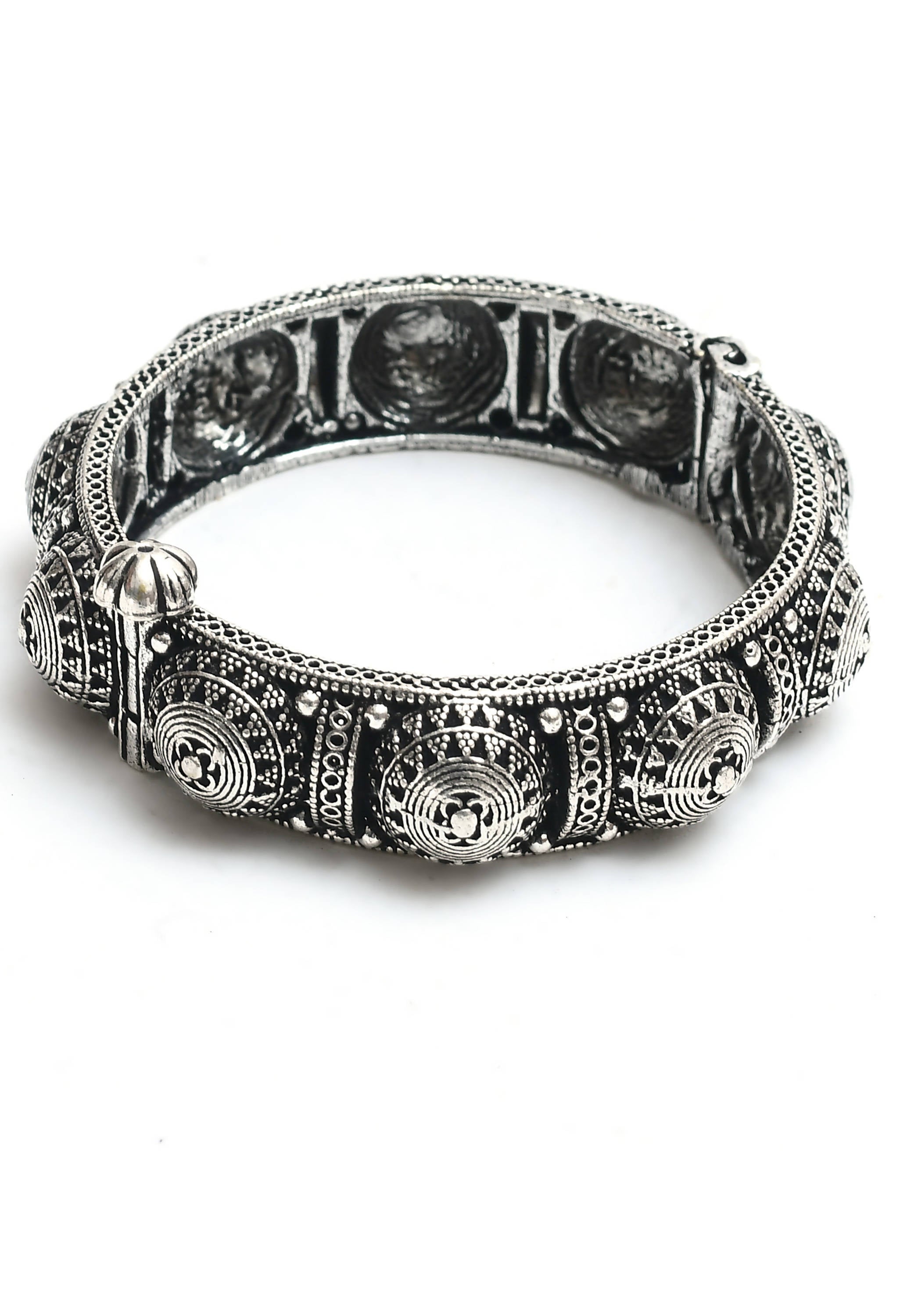 Johar Kamal Oxidised Silver-Plated Bracelet Jkbracelet_008