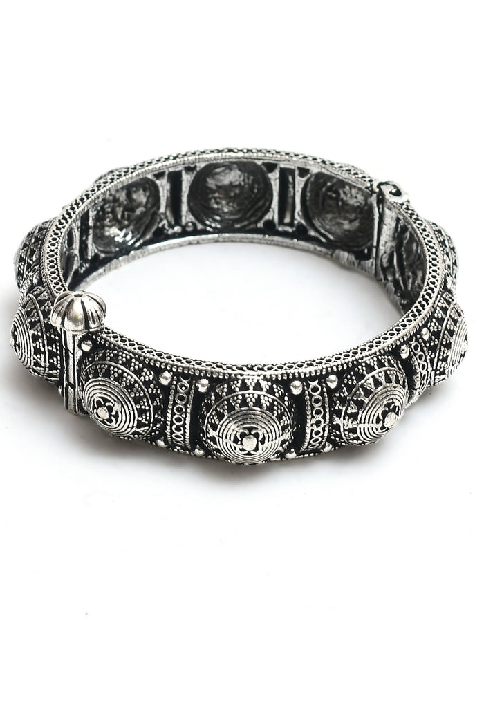 Johar Kamal Oxidised Silver-Plated Bracelet