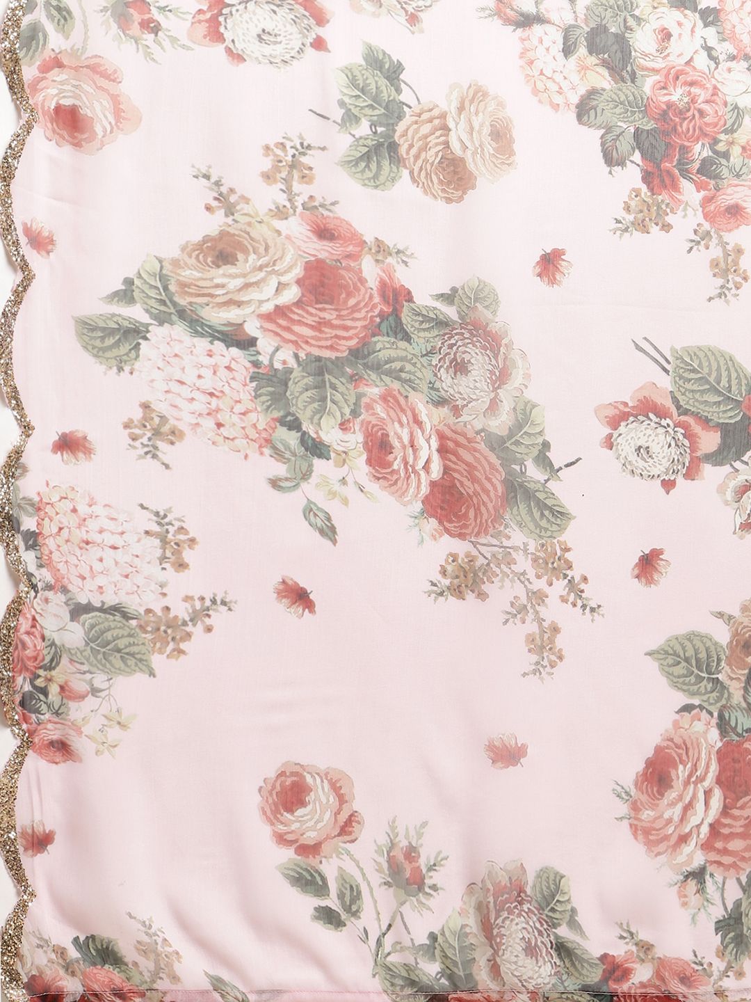 Women's Pink Chiffon Digital Print Floral Saree - Ahalyaa