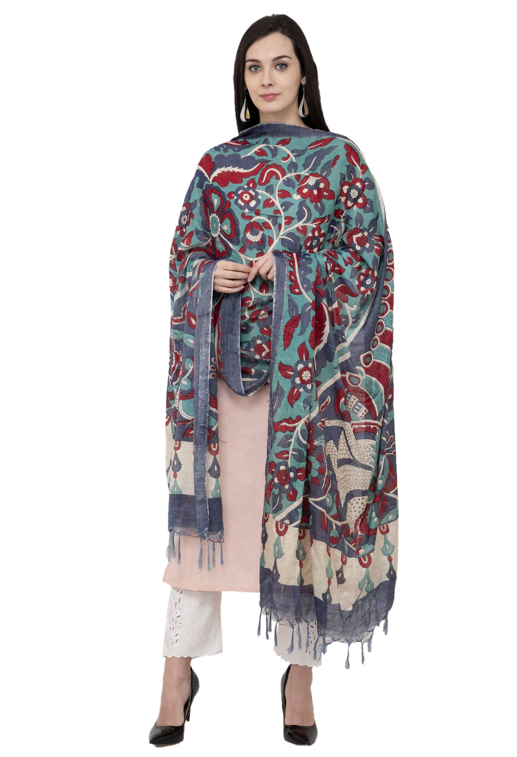 A R Silk Modal Kalamkari Print Fancy Dupatta Color Multi Print Dupatta or Chunni