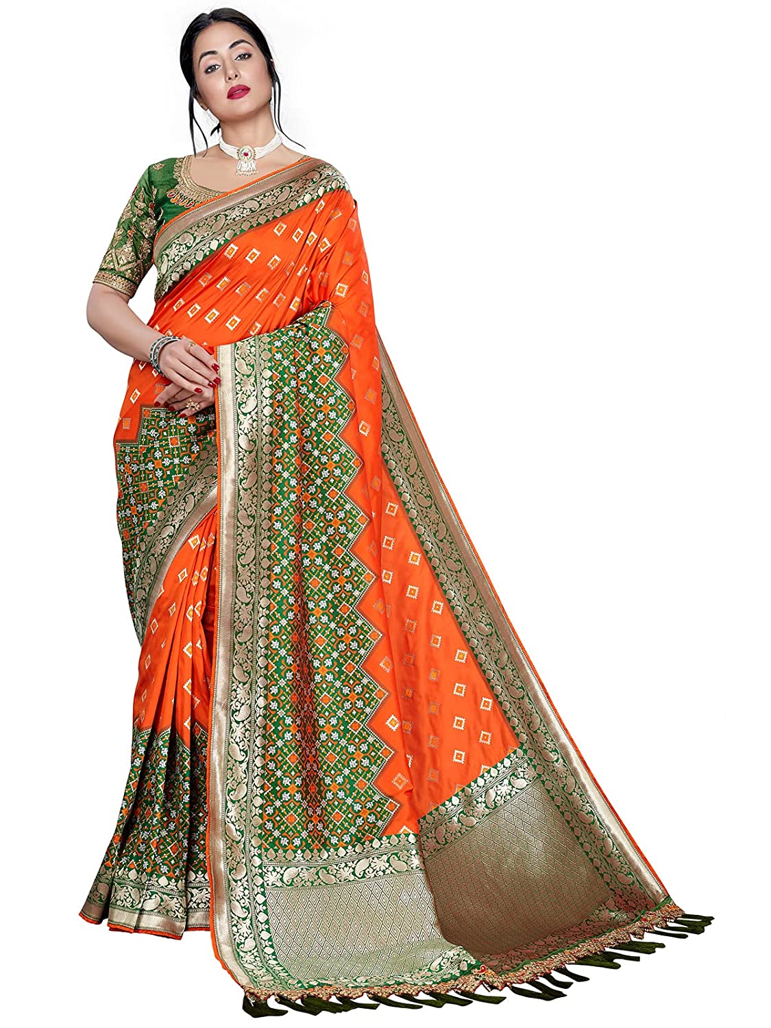 Women's Orange Designer Saree Collection - Dwija Fashion