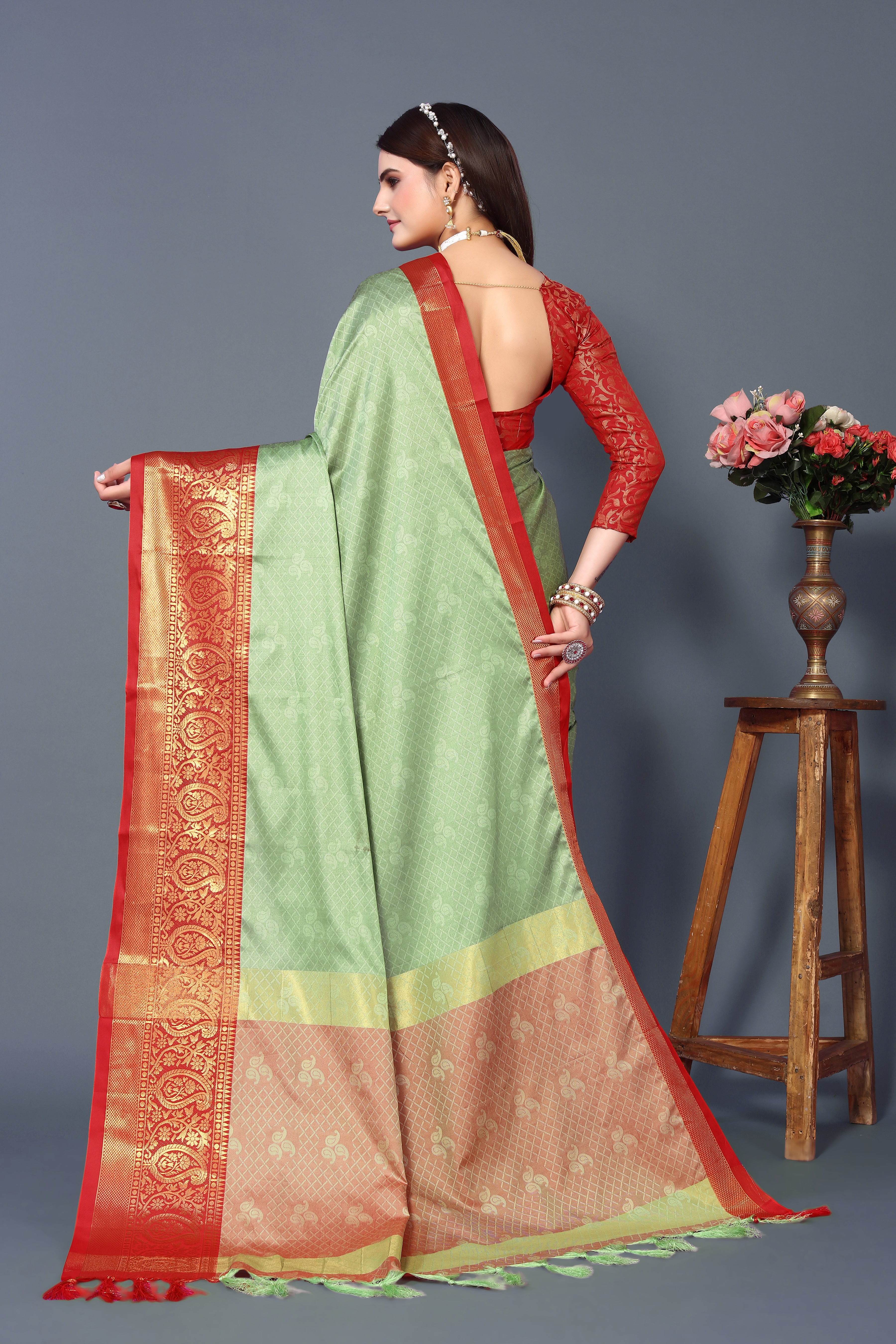 Women's Sea Green Rubina Silk Saree - Dwija Fashion