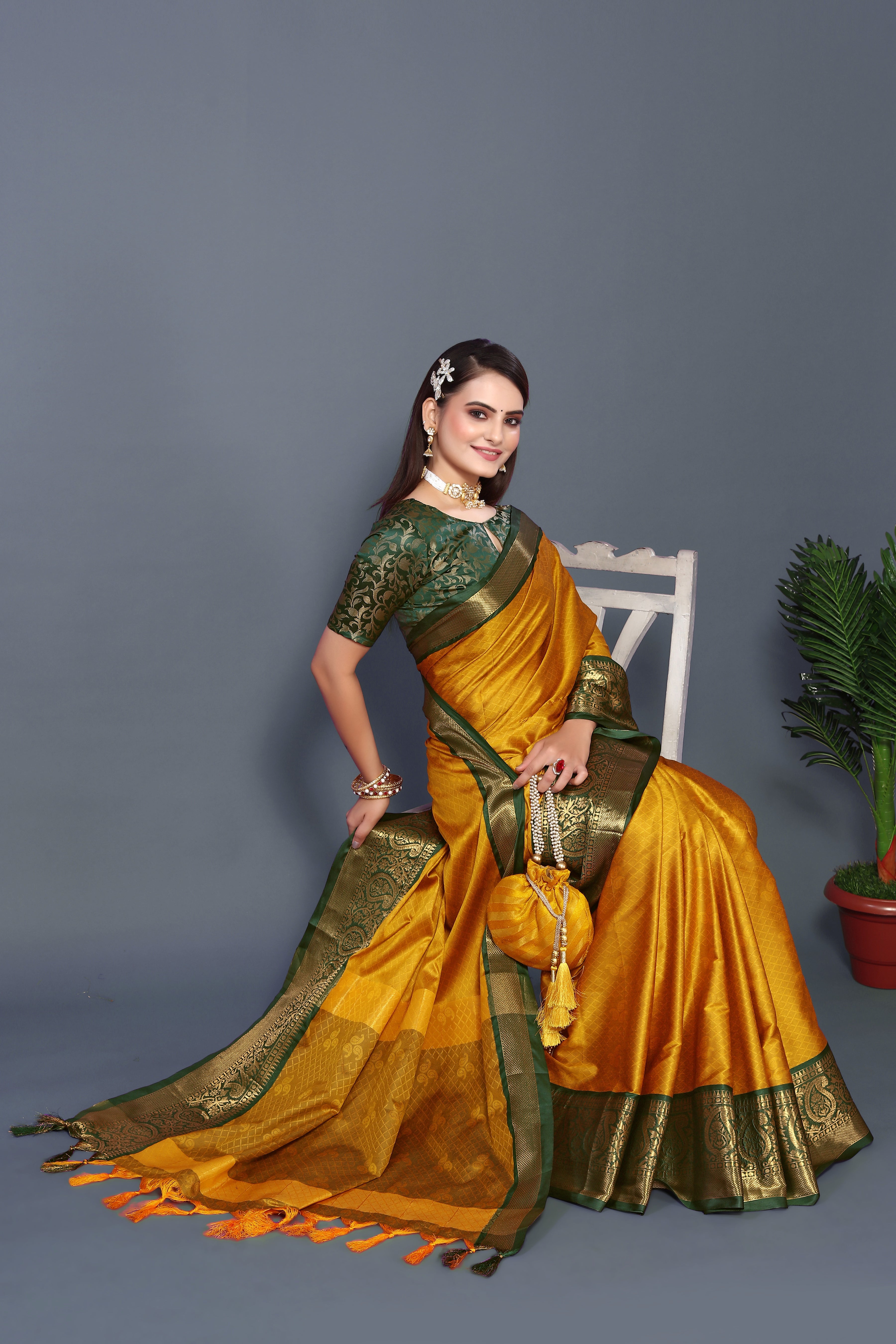 Women's Yellow Rubina Silk Saree - Dwija Fashion