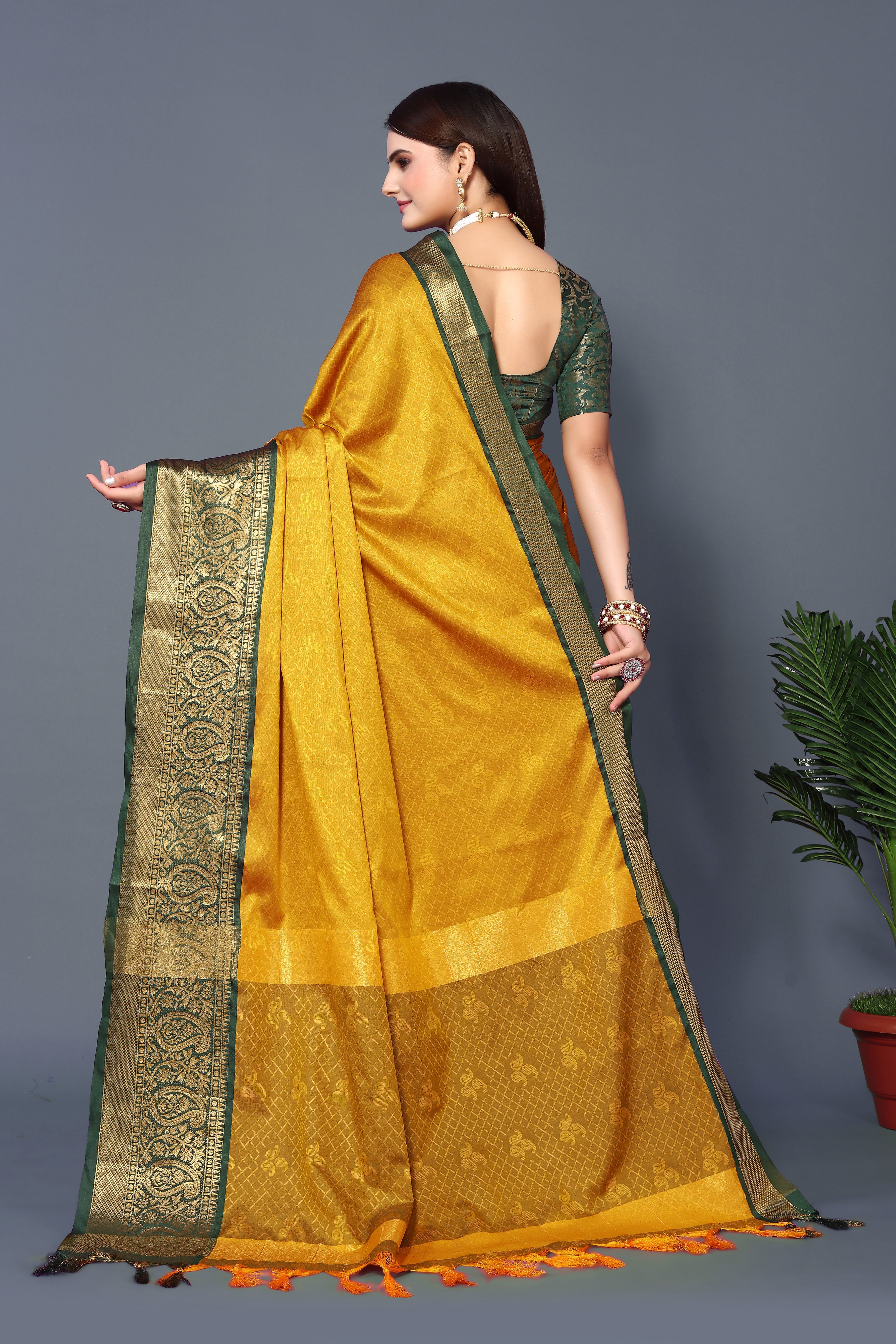 Women's Yellow Rubina Silk Saree - Dwija Fashion