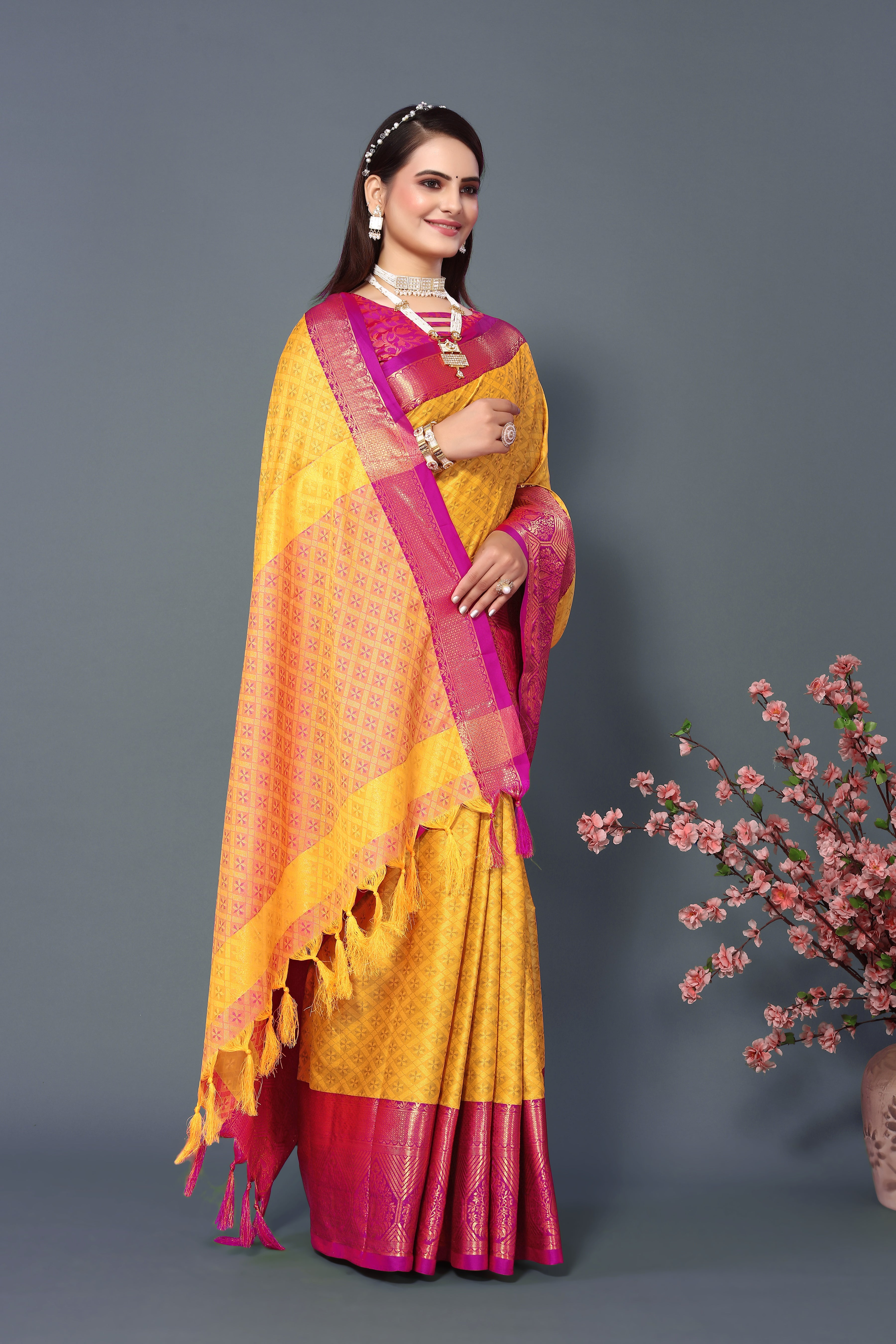 Women's Yellow Smiya Silk Saree - Dwija Fashion