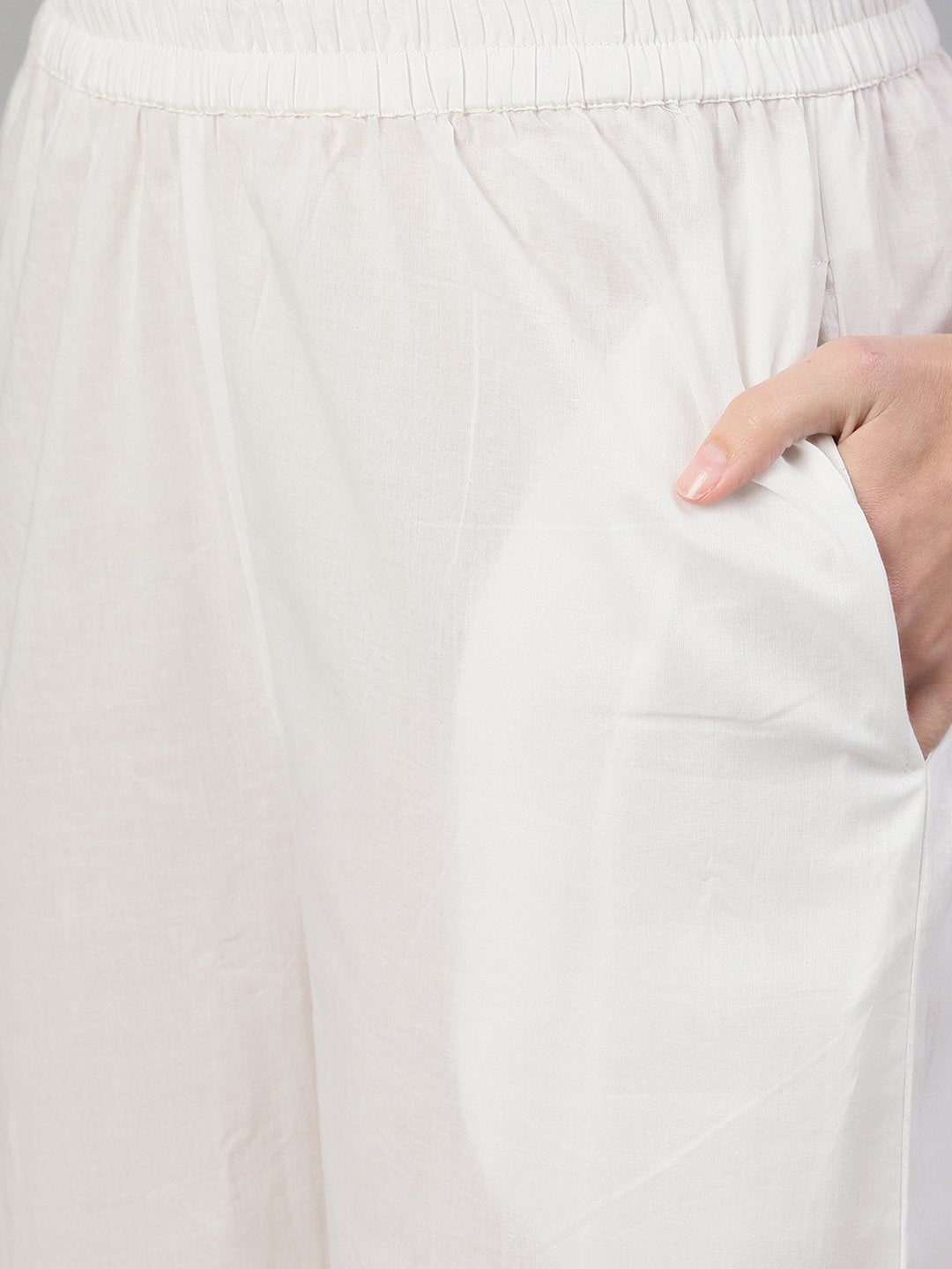 Women's Indigo Three-Quarter Sleeves Straight Kurta With Palazzo With Pockets - Nayo Clothing