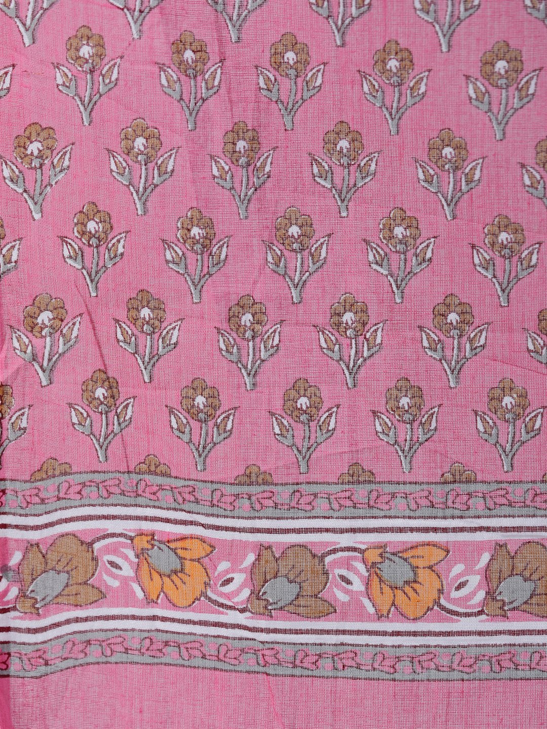 Women's Pink Floral Printed Anarkali Kurta With Palazo & Dupatta - Nayo Clothing