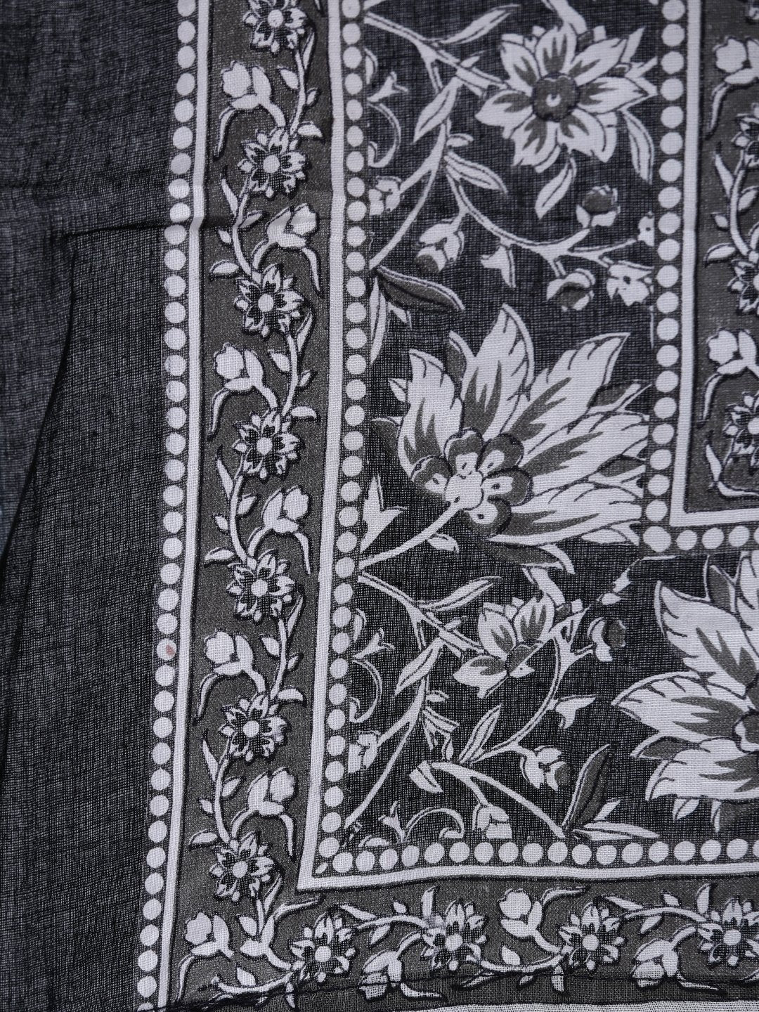 Women's Black & Whites Floral Printed Straight Kurta With Palazo & Dupatta - Nayo Clothing