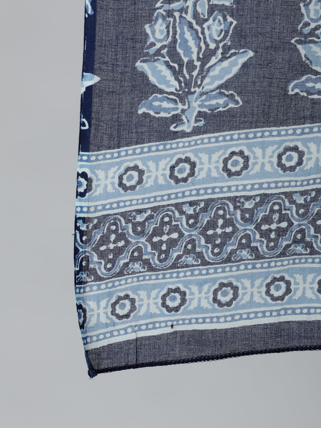 Women's Blue Ethnic Motifs Printed Pure Cotton Kurta with Palazzos & Dupatta - Taantav