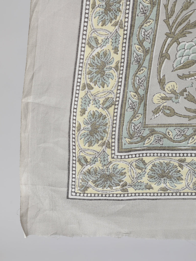 Women's Grey Printed Kurta With Plazo & Dupatta