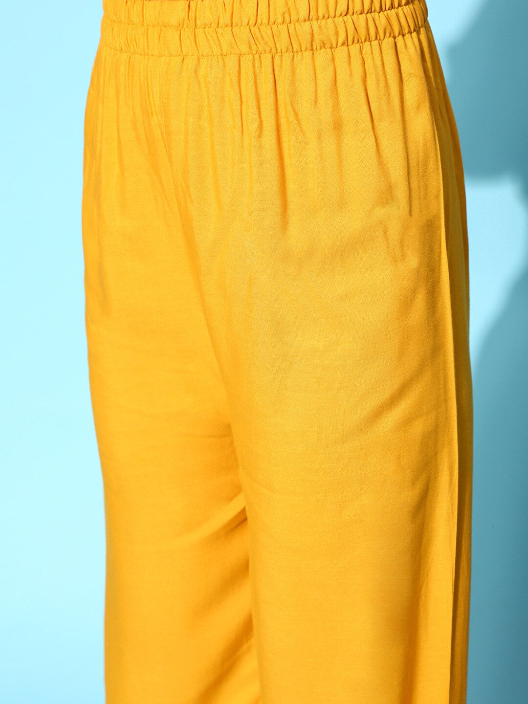 Women's Yellow Embroidered Straight Kurta With Plazo & Dupatta - Nayo Clothing