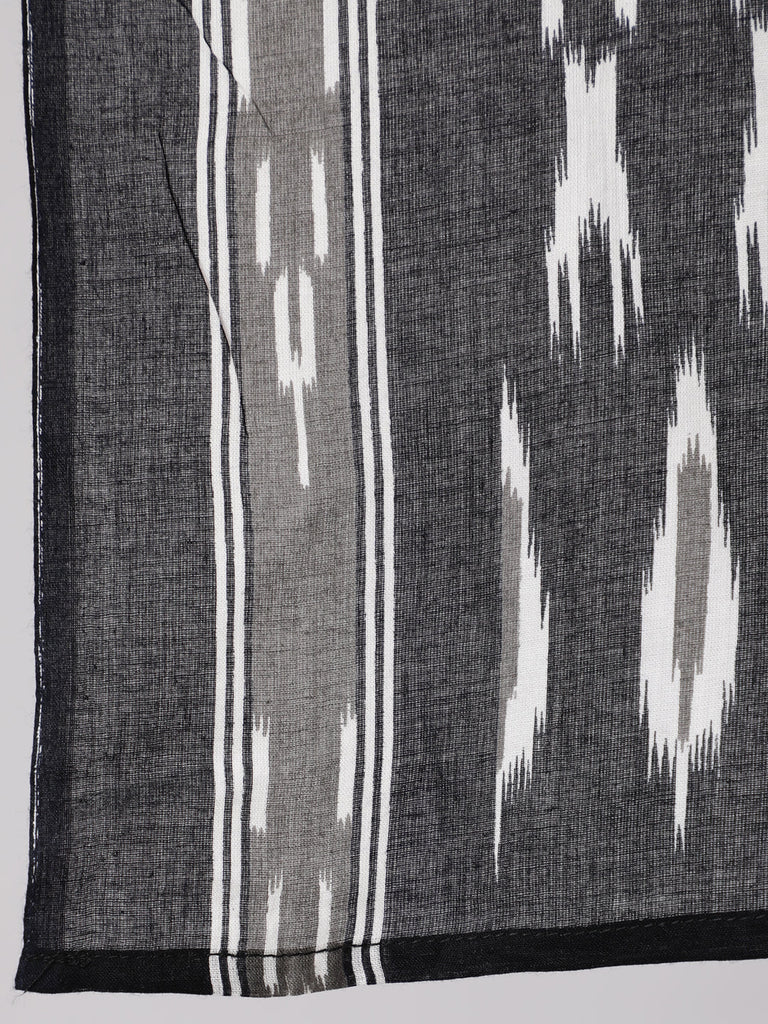 Women's Black Ethnic Printed Straight Kurta With Palazzo And Dupatta