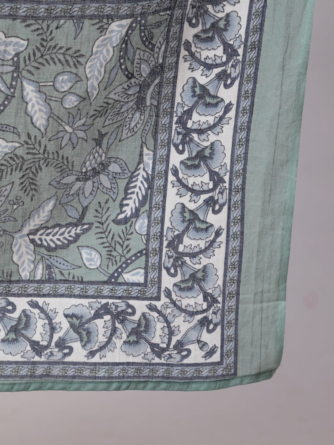 Women's Green And Blue Printed Flared Kurta With Palazzo And Dupatta - Nayo Clothing