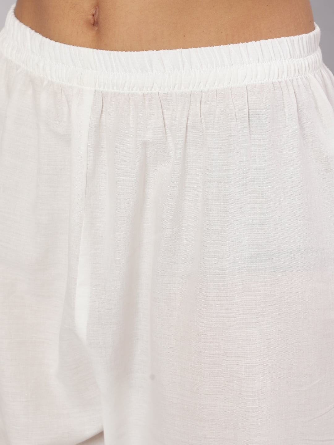 Women's Blue Printed Straight Kurta With White Solid Trouser - Taantav