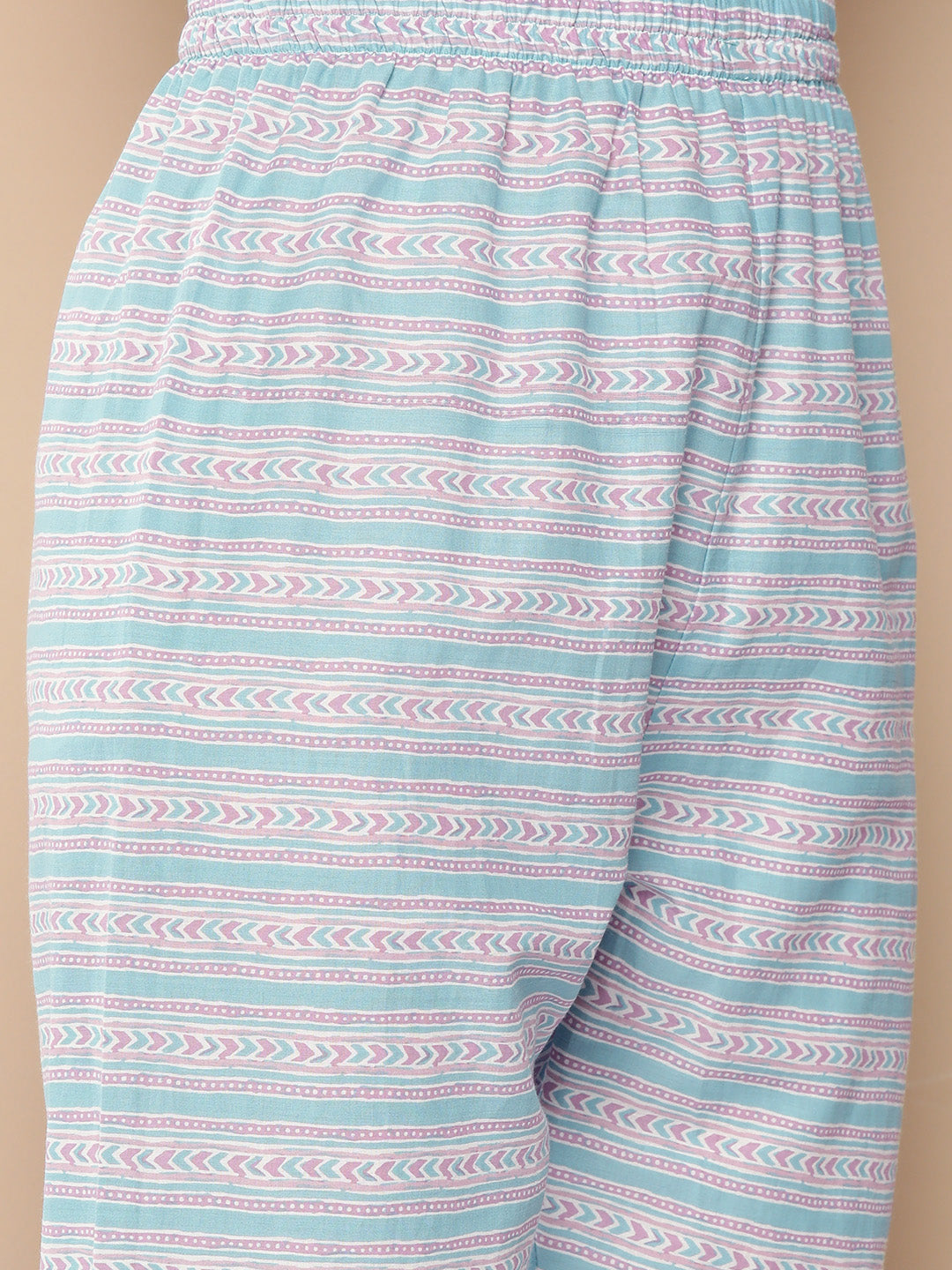 Women's Sky Blue Printed Straight Kurta With Trouser - Nayo Clothing