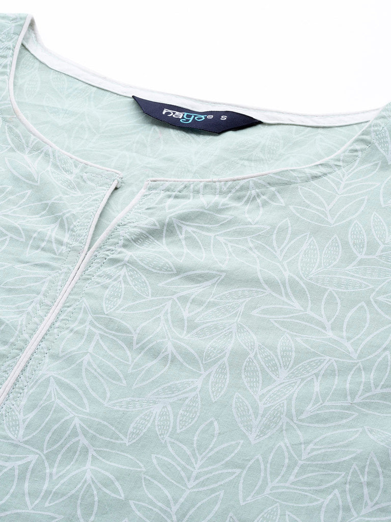 Women's Green Printed Straight Kurta With Trouser