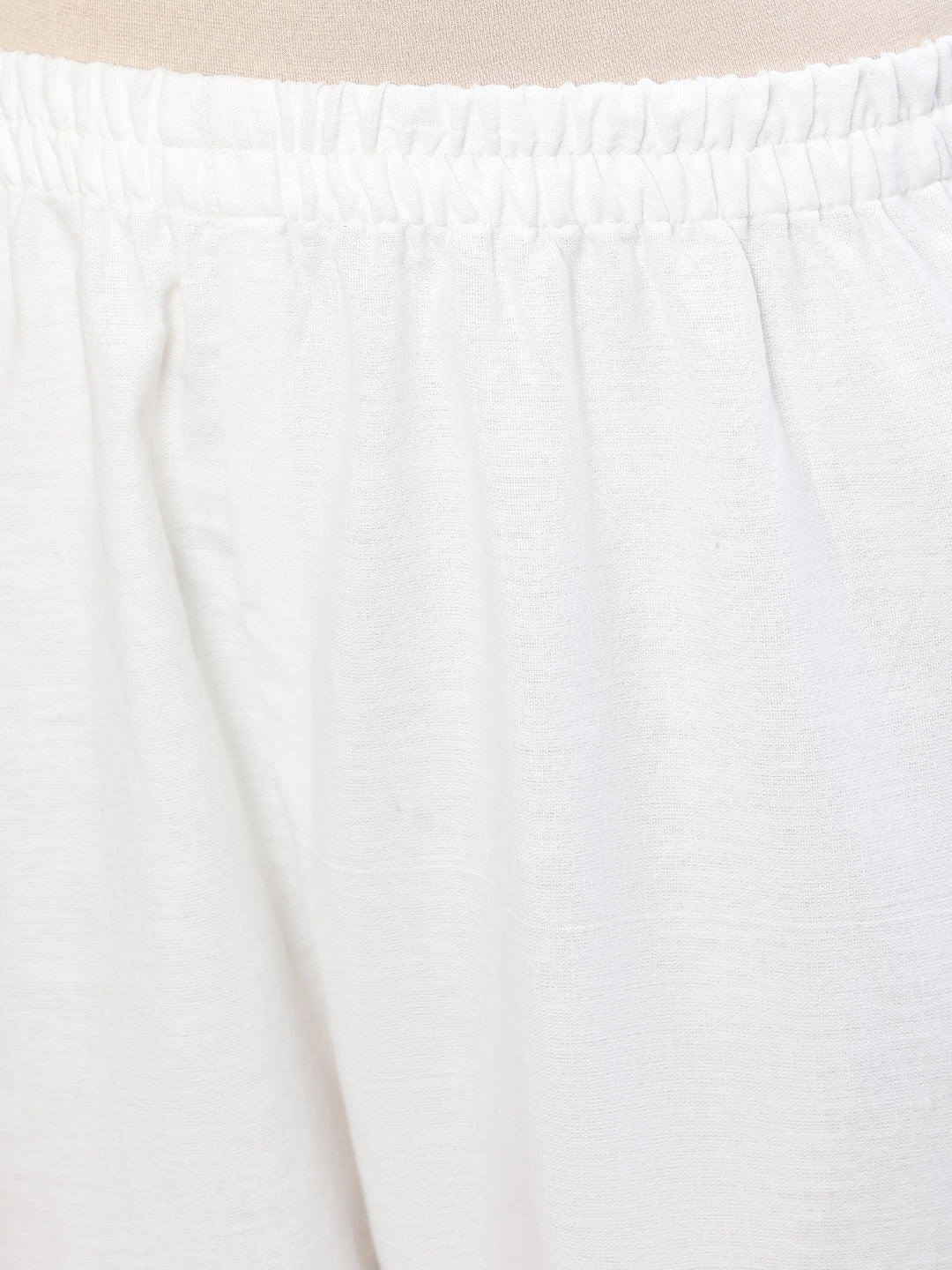 Women's White Solid Pant With Lace Details