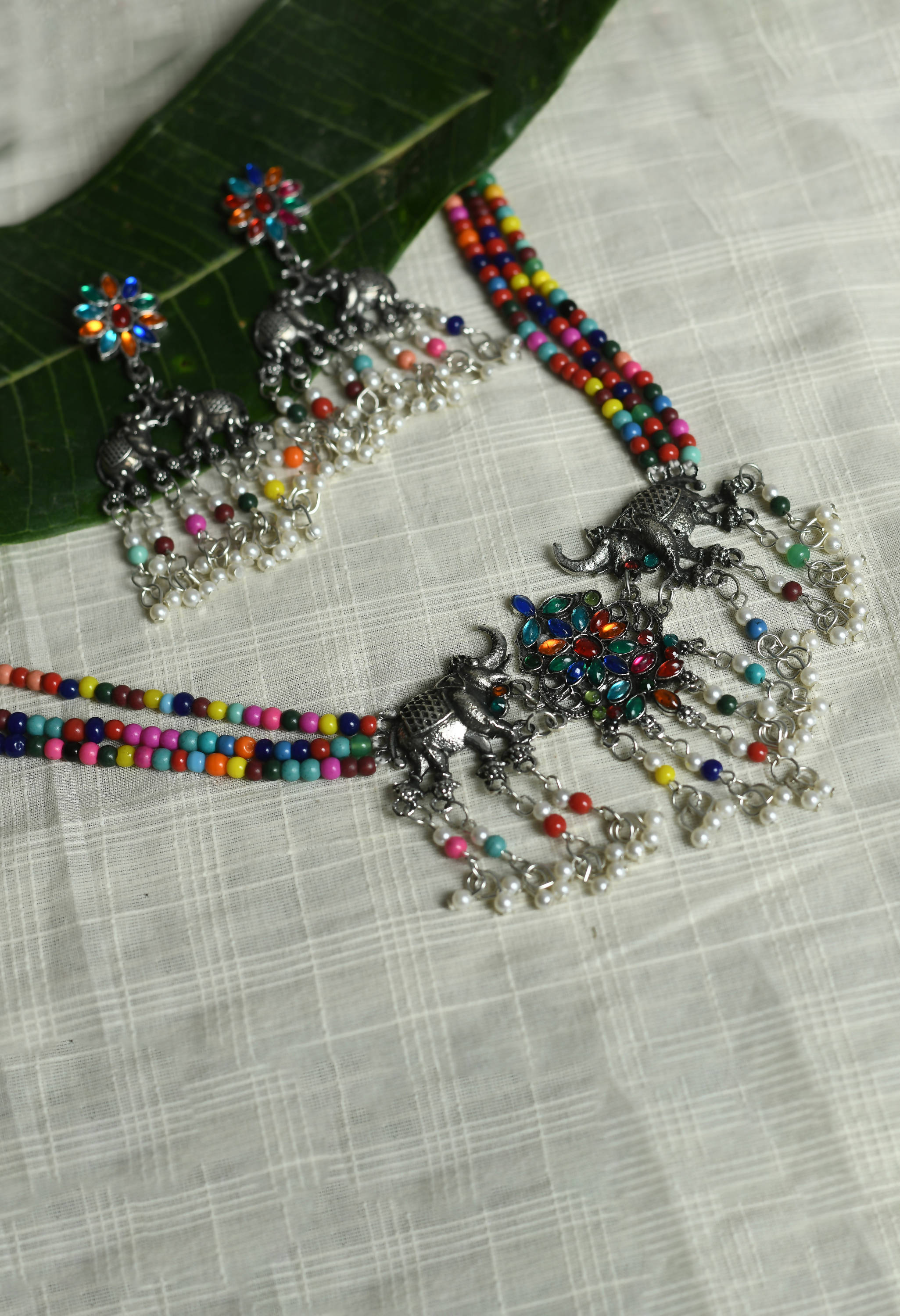 Trendia Multi color Elephant design Necklace Set Jkms_112