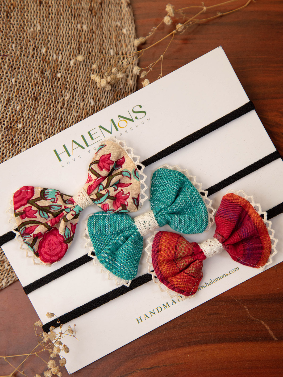 Girl's Handmade Baby Girl Toddler Bow Hair Bands pack of 3 - HALEMONS