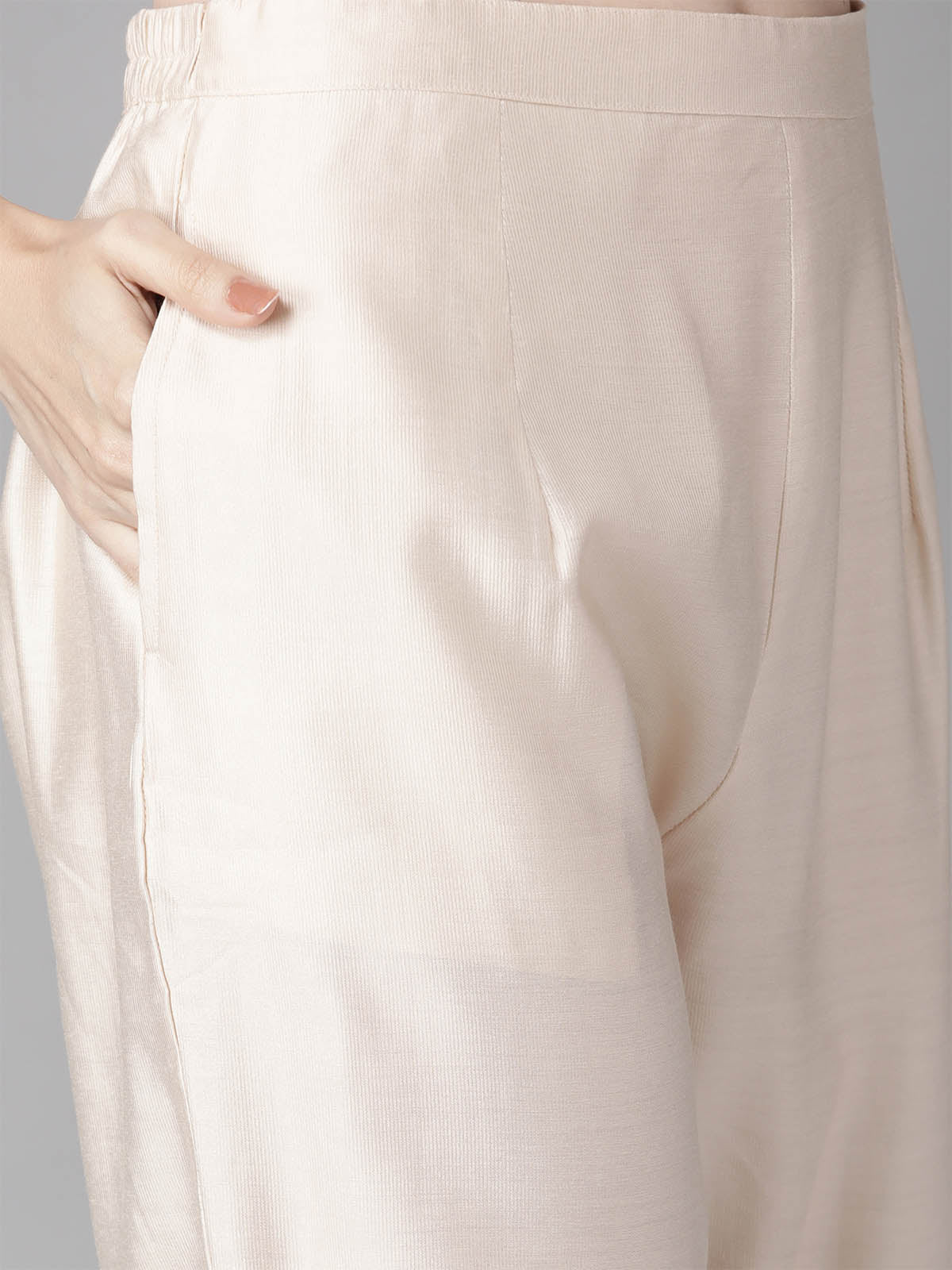 Women's White Embroidered Kurta Trouser Dupatta Set - Odette