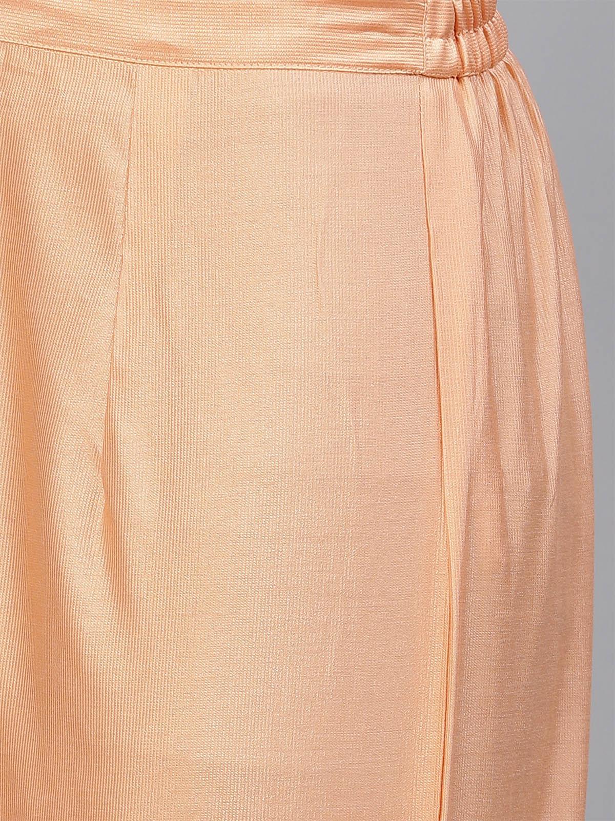 Women's Peach Embroiderd Kurta Trouser Duppatta Set - Odette