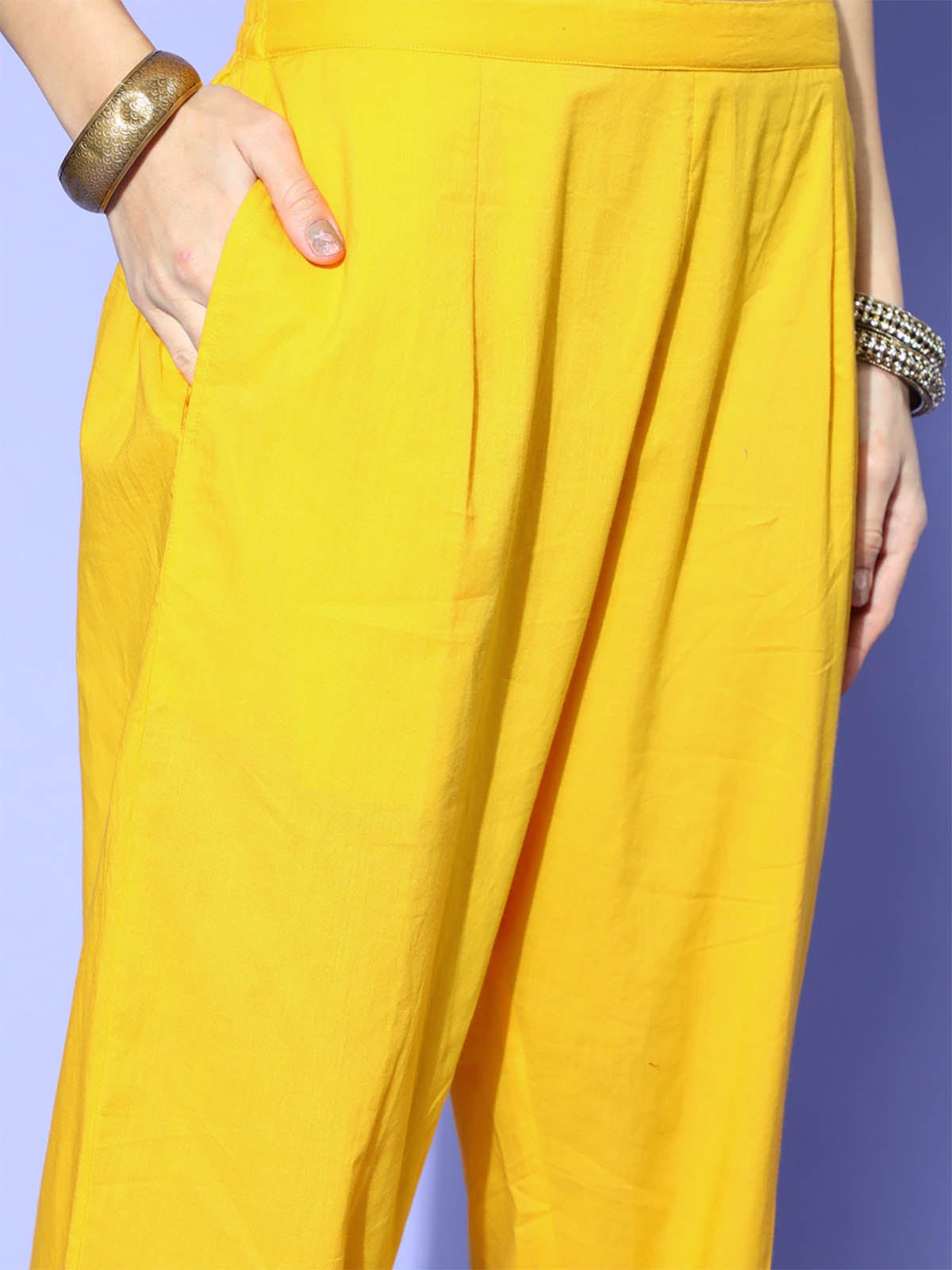 Women's Yellow Tie & Dye A-Line Kurta Trouser Set - Odette