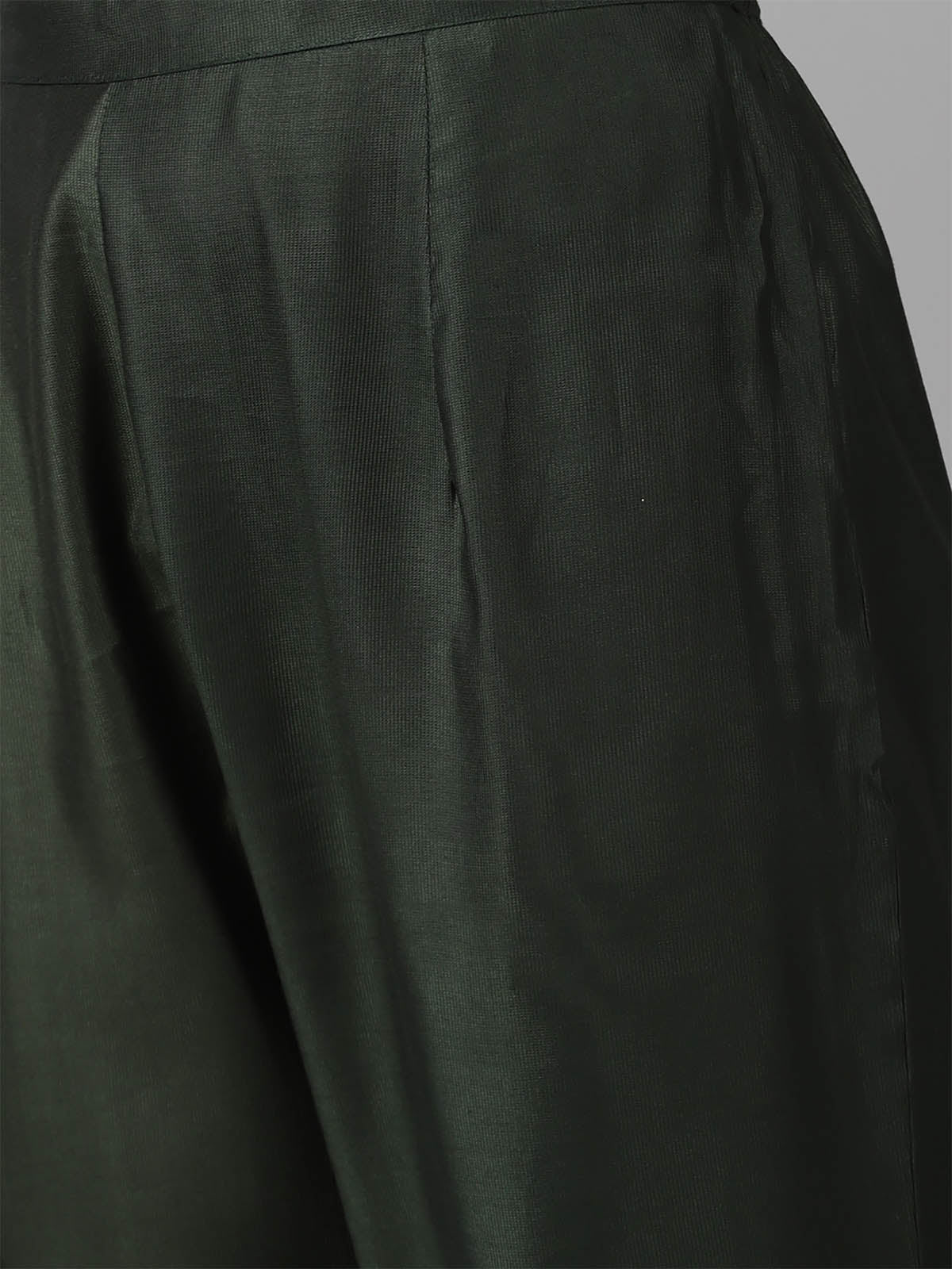Women's Green Solid Angrakha Kurta Trouser Set - Odette