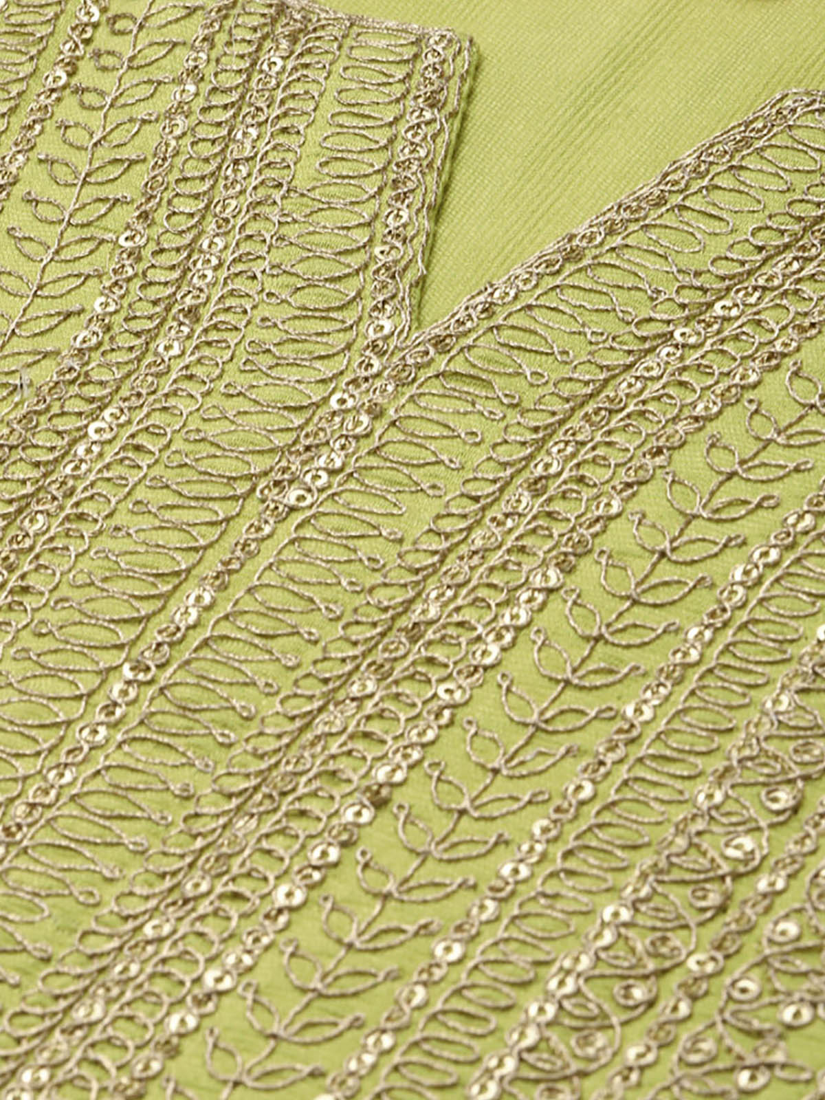 Women's Lime Green Embroidered Straight Kurta Palazzo Set - Odette
