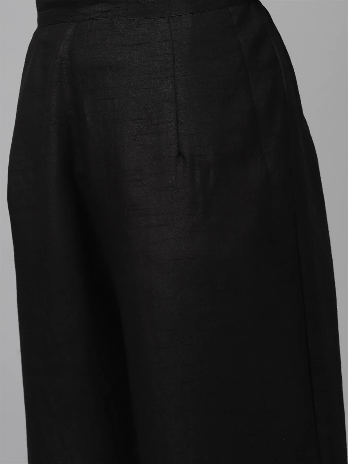 Women's Black Printed A-Line Kurta Trouser Set - Odette
