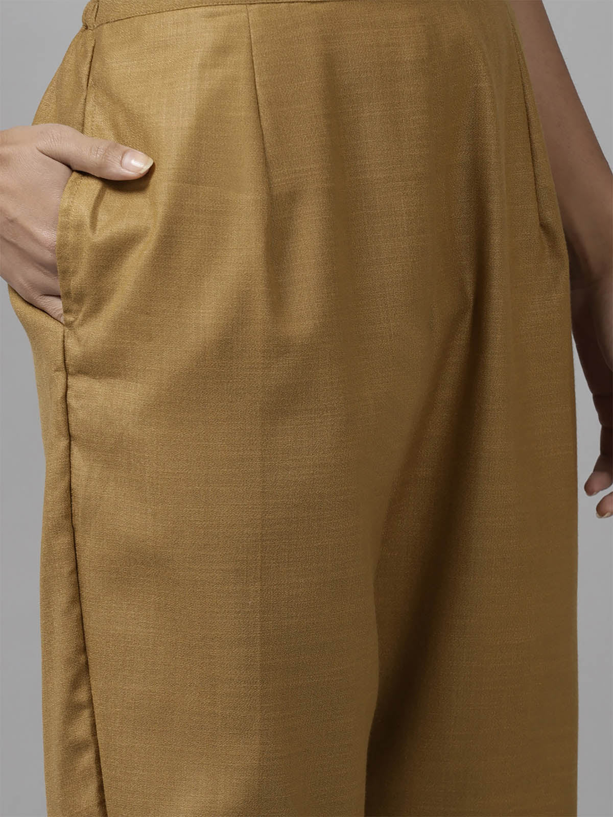Women's Mustard Printed Straight Kurta Trouser With Dupatta Set - Odette