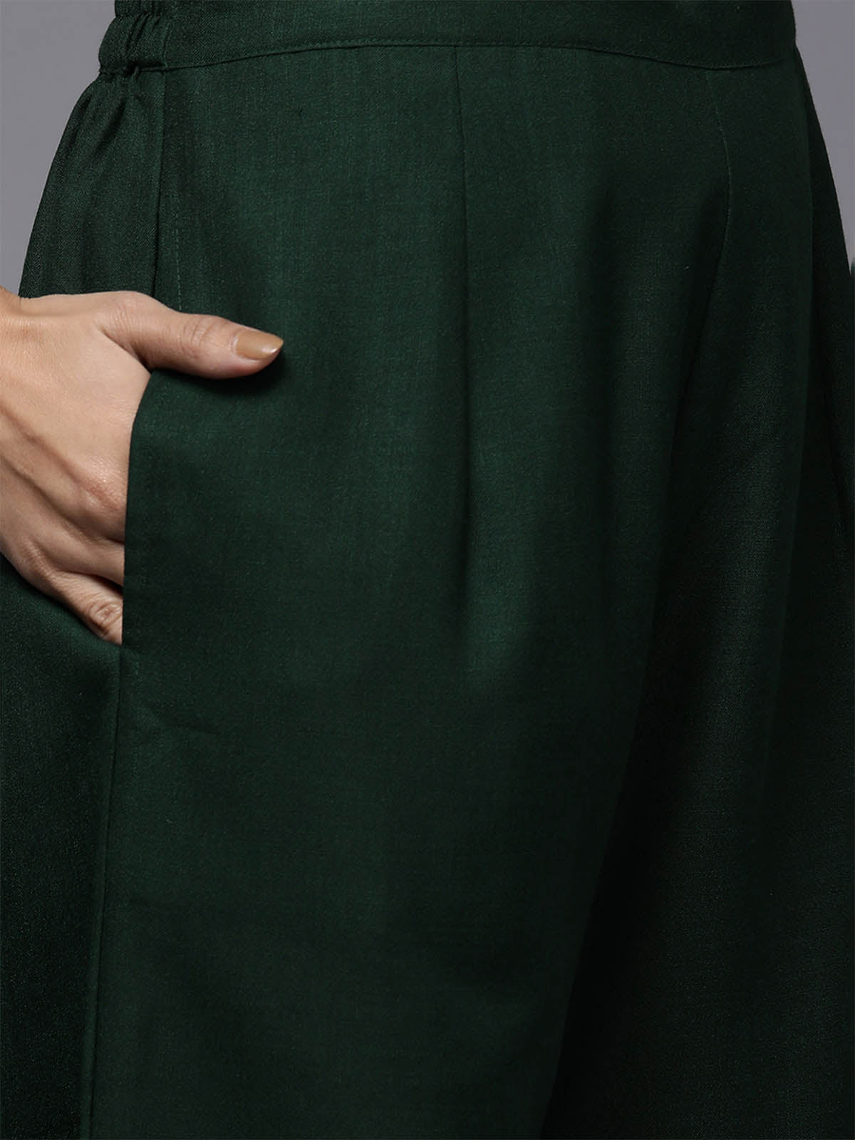 Women's Green Yoke Design Straight Kurta Palazzos With Dupatta Set - Odette