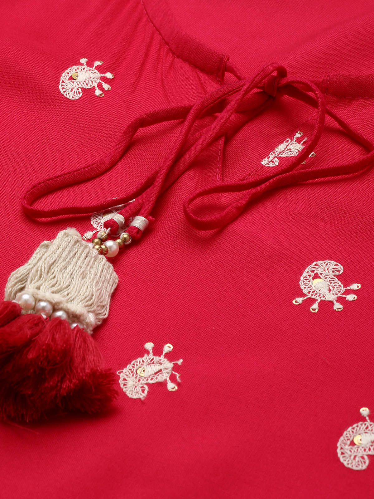 Women's Pink Embroidered Straight Kurta Set - Odette