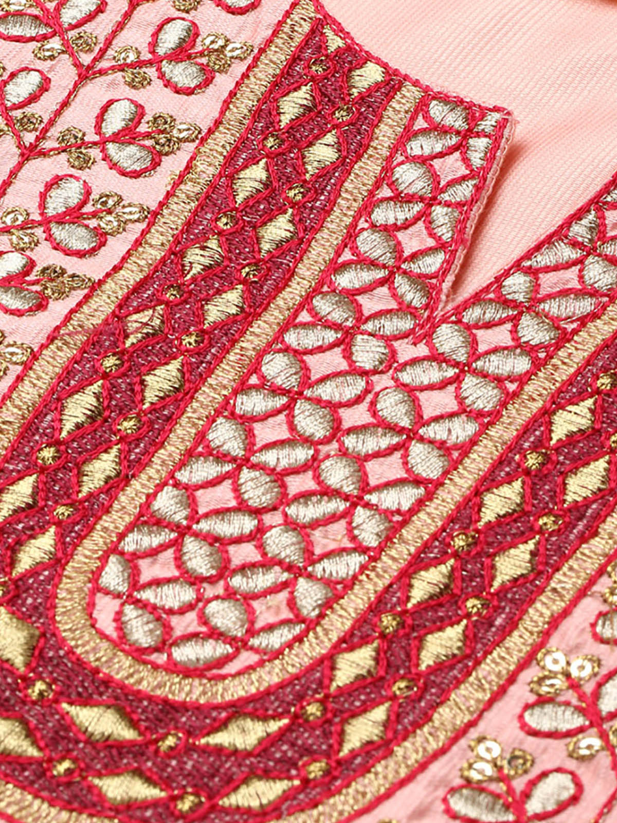 Women's Baby Pink Embroidered Straight Kurta Set - Odette