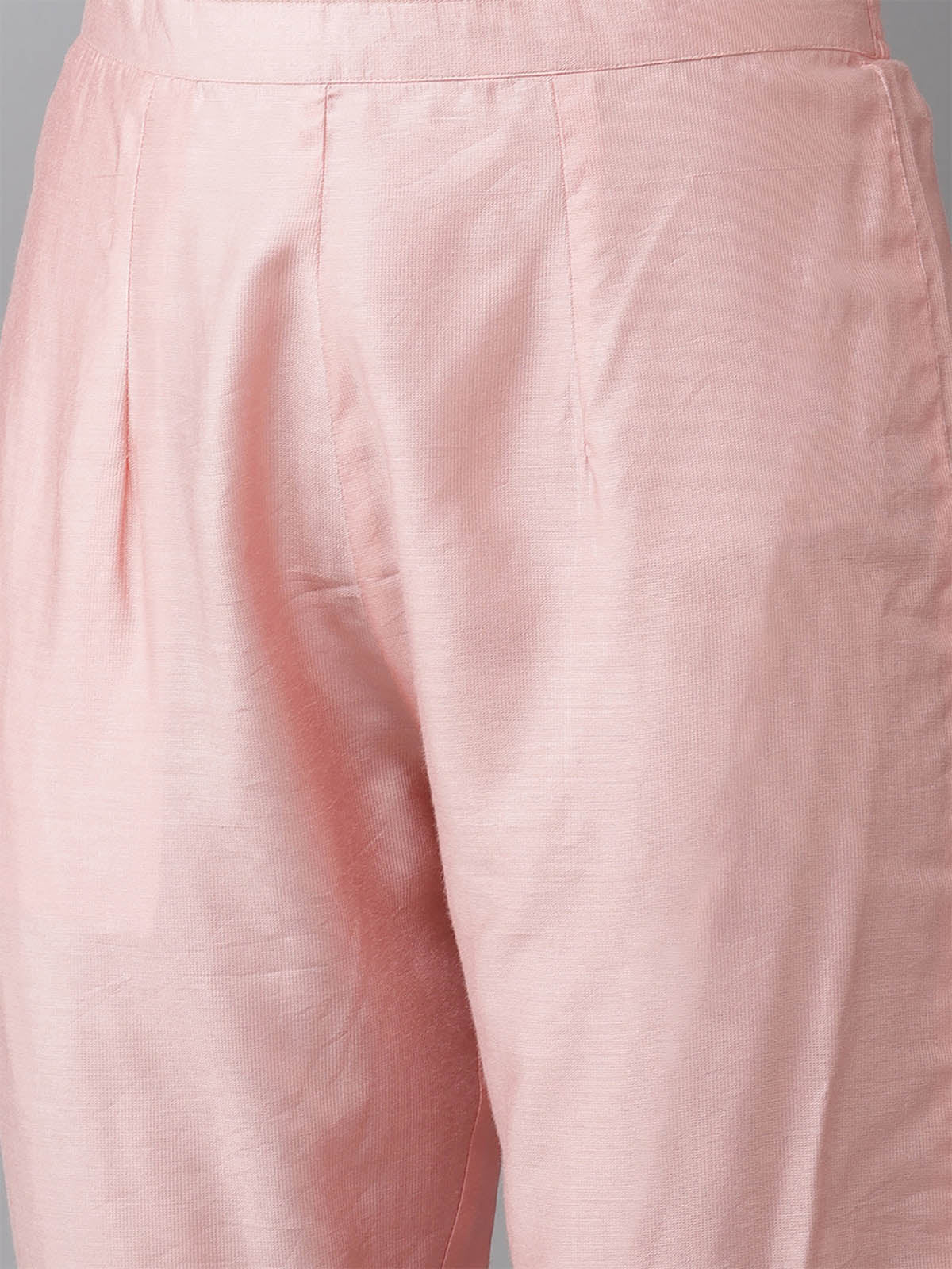 Women's Baby Pink Embroidered Straight Kurta Set - Odette