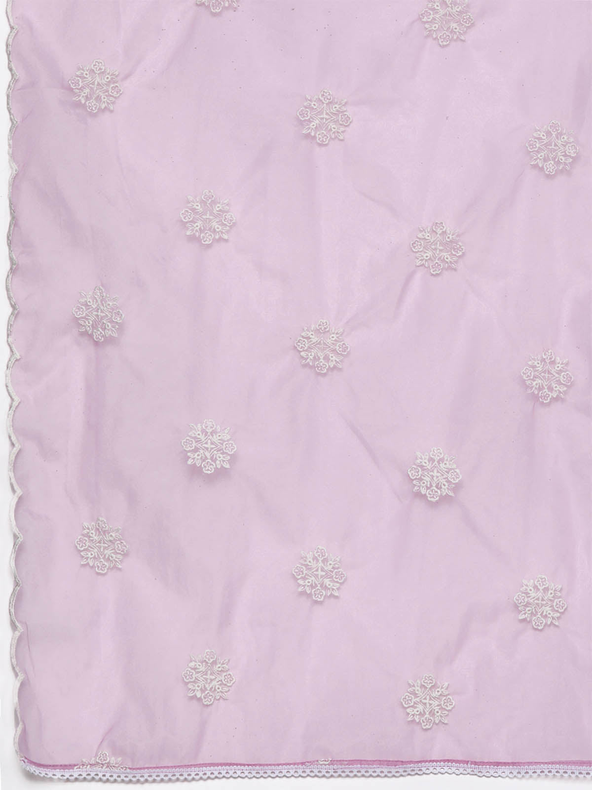 Women's Lavender Foil Printed Straight Kurta Trouser With Dupatta Set - Odette