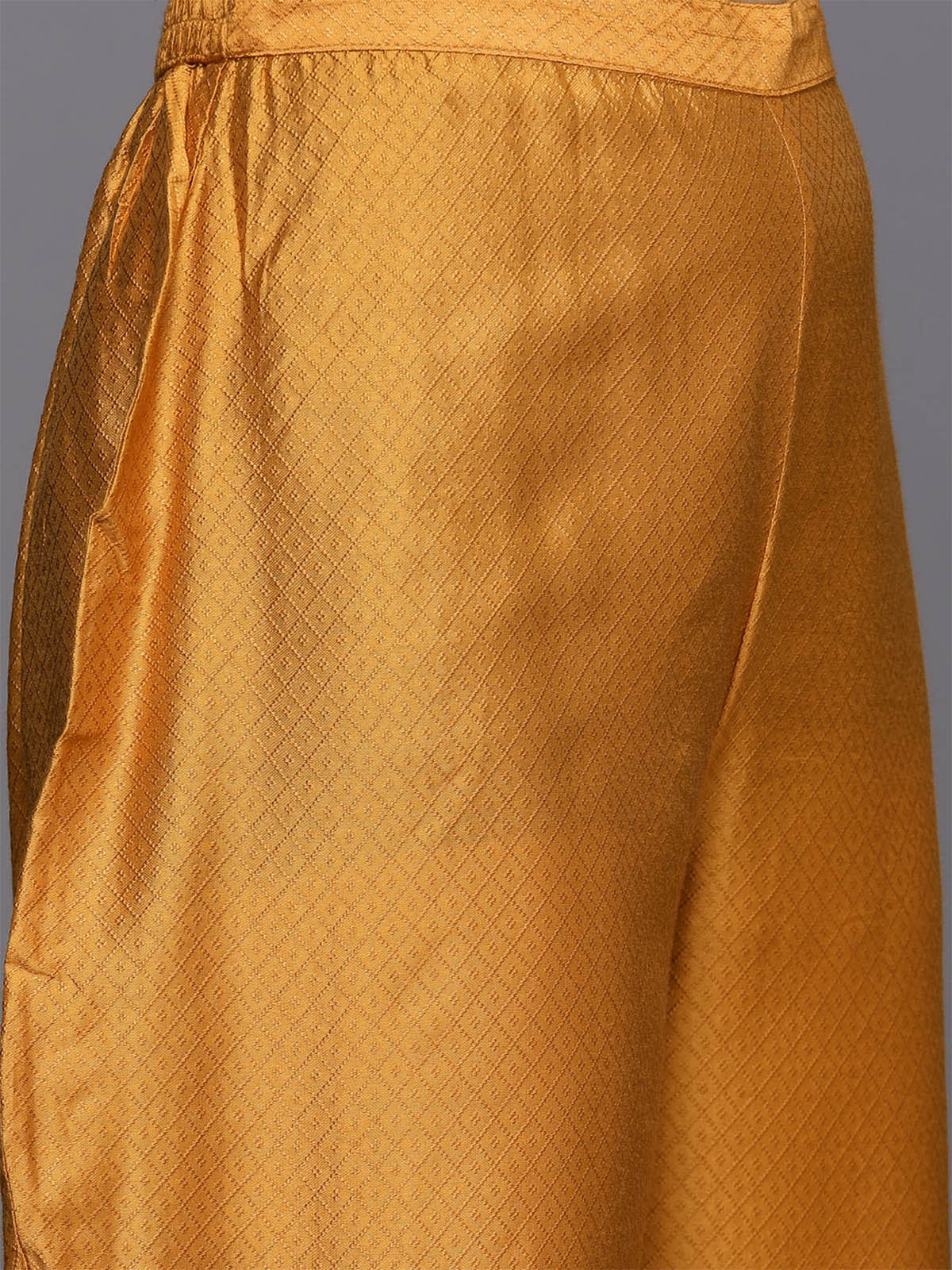 Women's Mustard Embroidered Straight Kurta Trousers With Dupatta Set - Odette