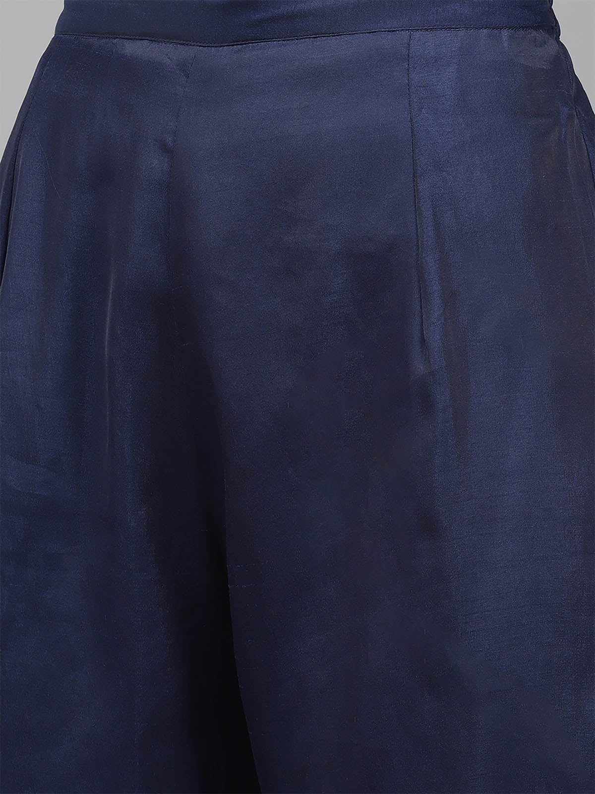 Women's Navy Blue Embroidered Straight Kurta Set - Odette