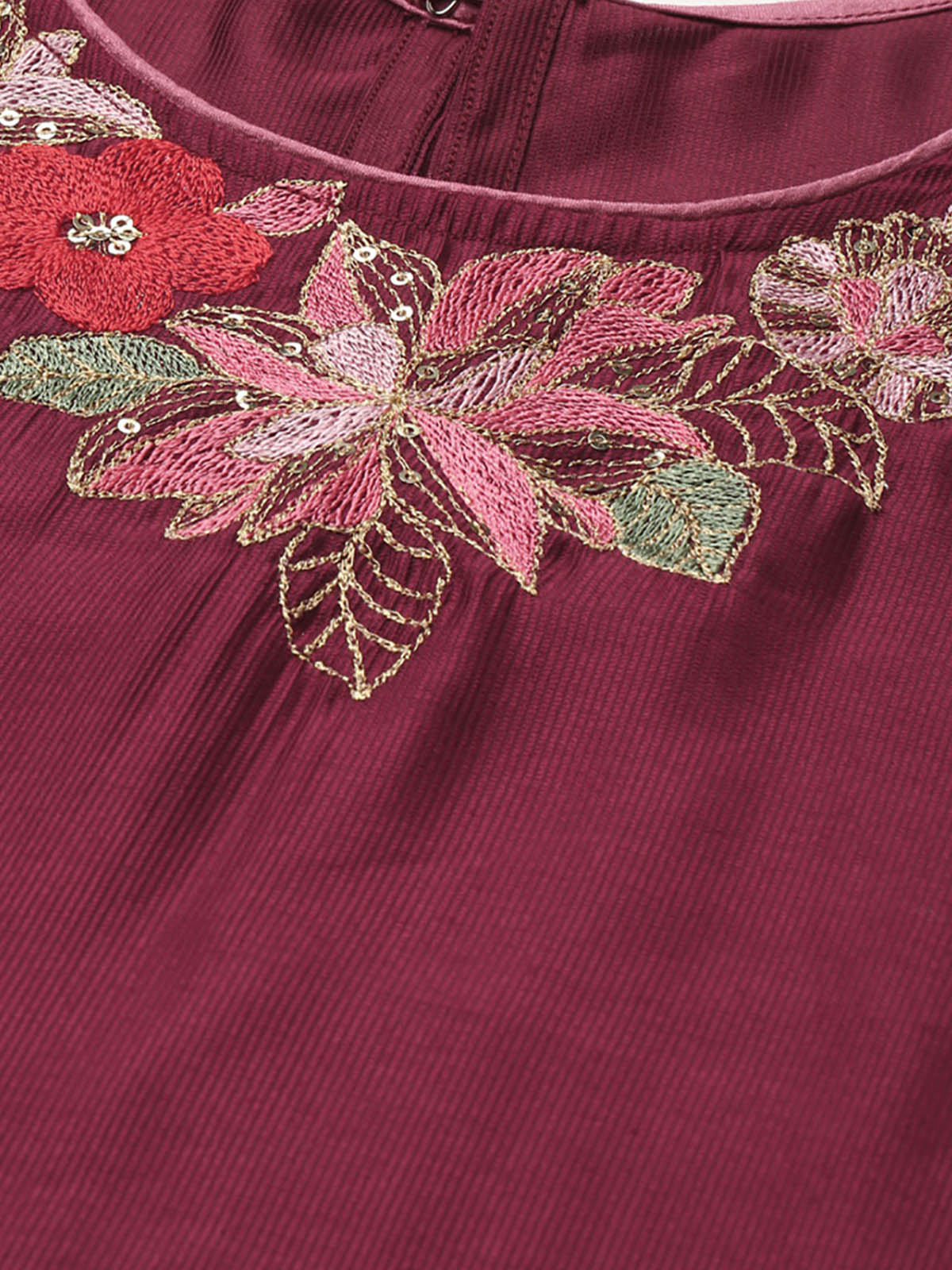 Women's Purple Embroidered Straight Kurta Set - Odette